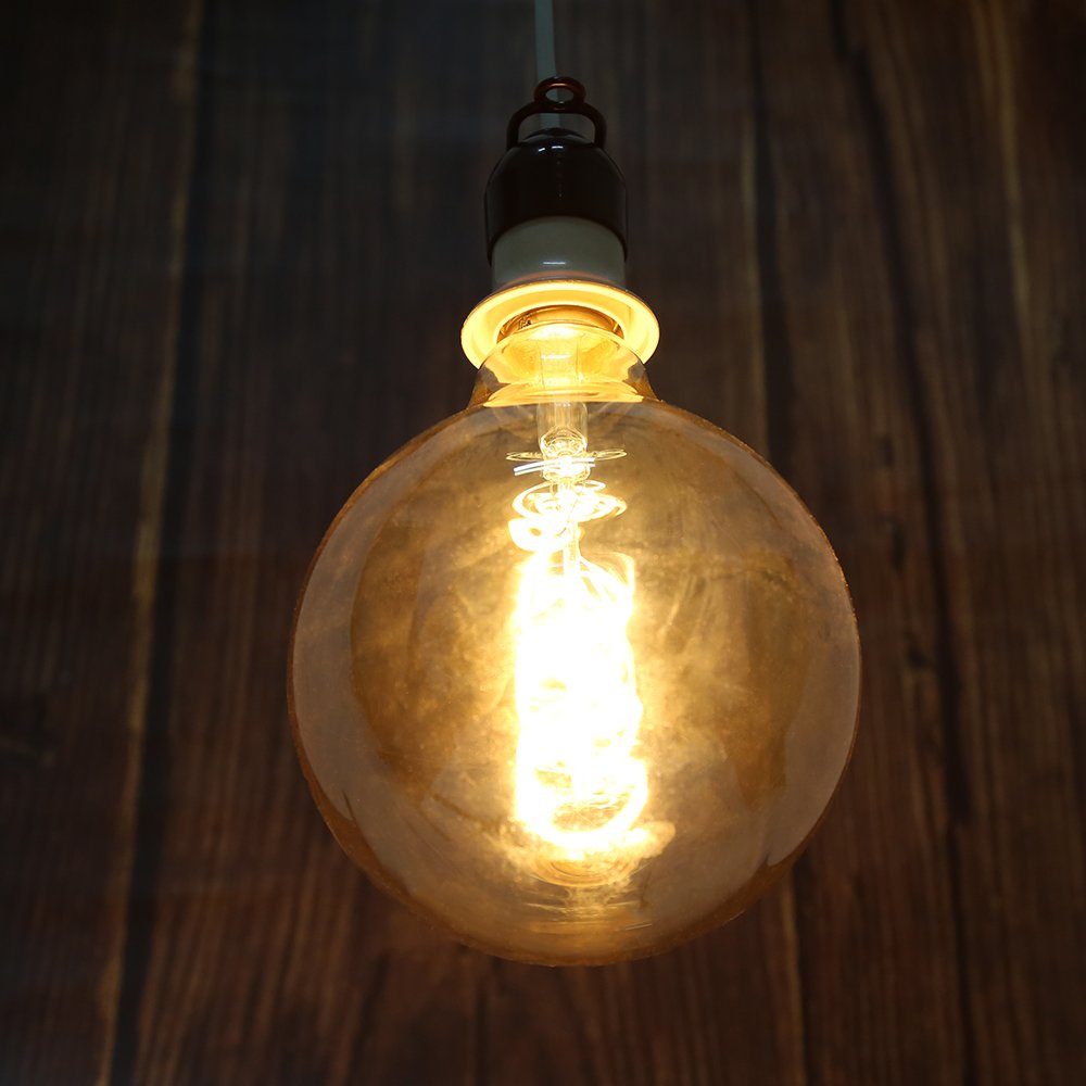 4W Vintage LETGOSPT Lampe, LED Glühbirne Birne, Filament Stil LED Vintage E27 LED Edison Warmweiß, LED Glühbirne Flutlichtstrahler Edison G125 E27, Retro Glühbirne Nostalgie wechselbar, Spirale 4W