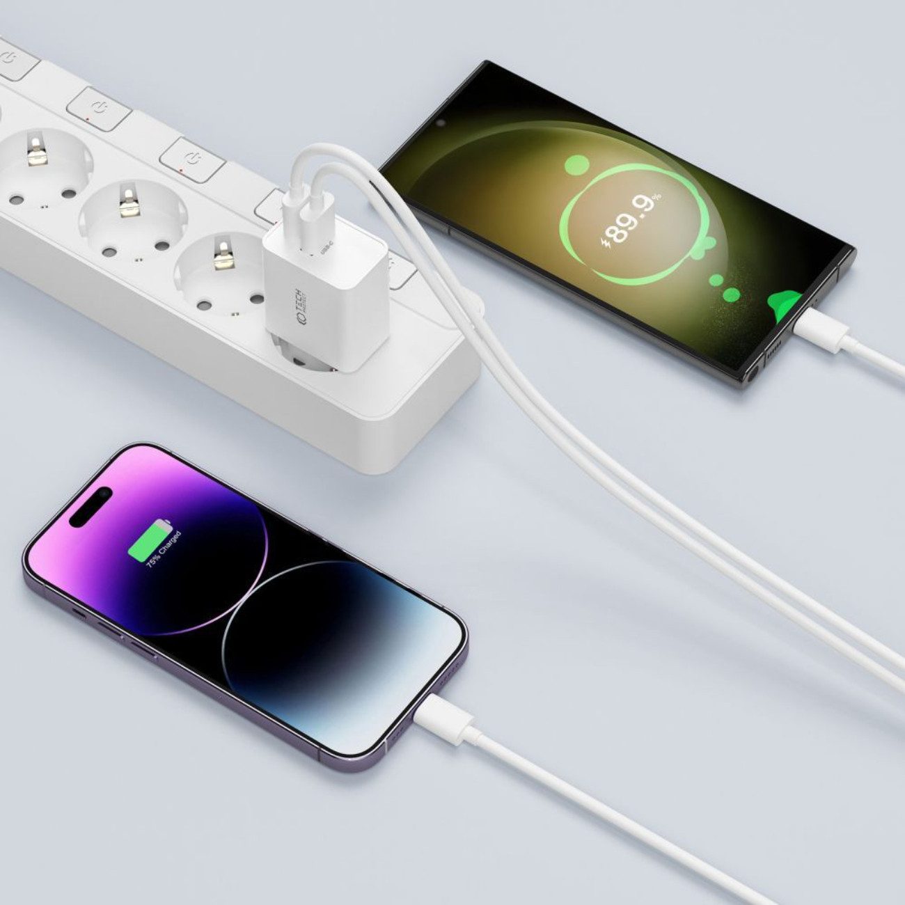 TECH PROTECT C35W USB-Ladegerät (3000 mA, Einzelartikel, 1 x Tech-Protect C35W Netzladegerät, Kompaktes Dual-USB-C Schnellladegerät 35 W)