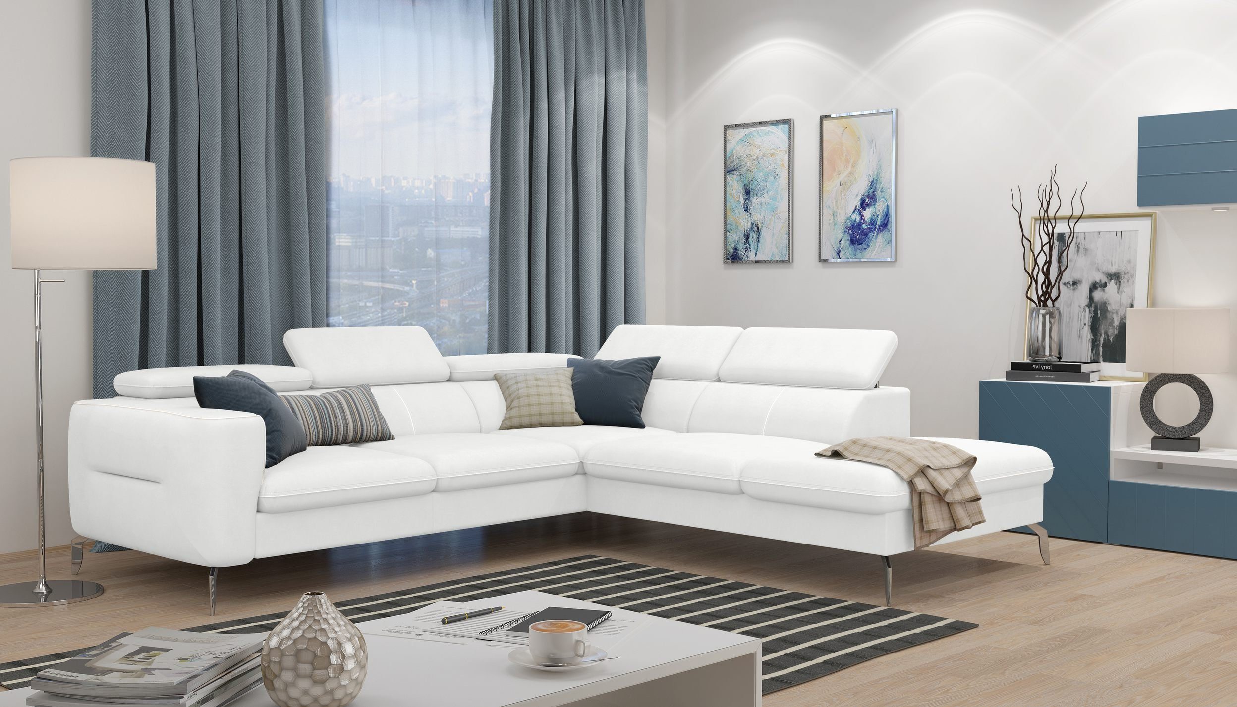 Stylefy Ecksofa Diogo, L-Form, Eckcouch, mane links oder rechts bestellbar, frei im Raum stellbar, Modern Design, Sitzkomfort, inklusive Kopfteilverstellung