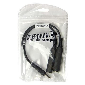 keepdrum YC006 Y-Adapter Klinke Splitter 2x Buchse 6,35mm - 1x Miniklinke Audio-Kabel, (29 cm)