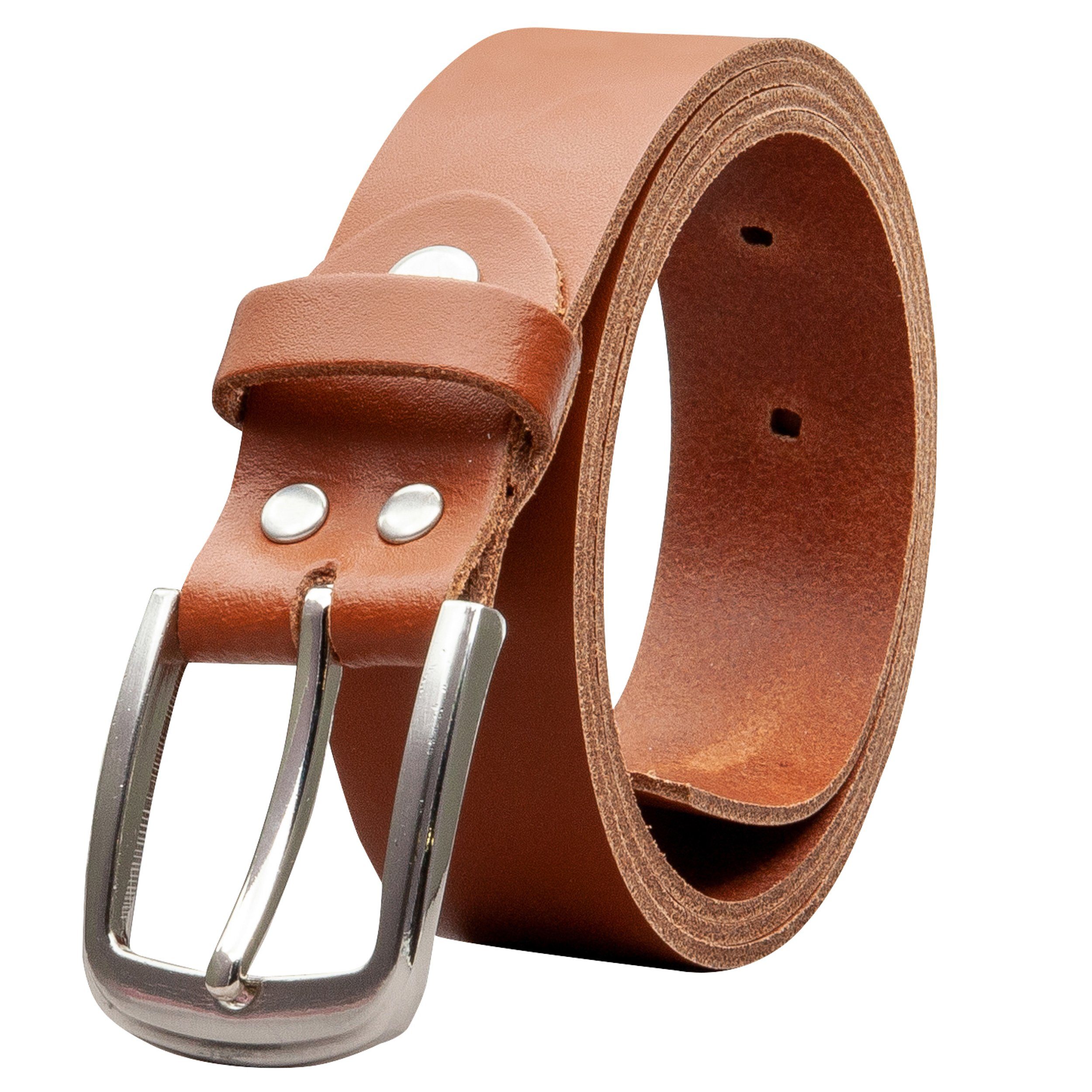 COLOGNEBELT Ledergürtel OM315-SL-Cognac MADE IN GERMANY, Cognac Kürzbar, 100 % Echtleder, Aus einem Stück, Unisex