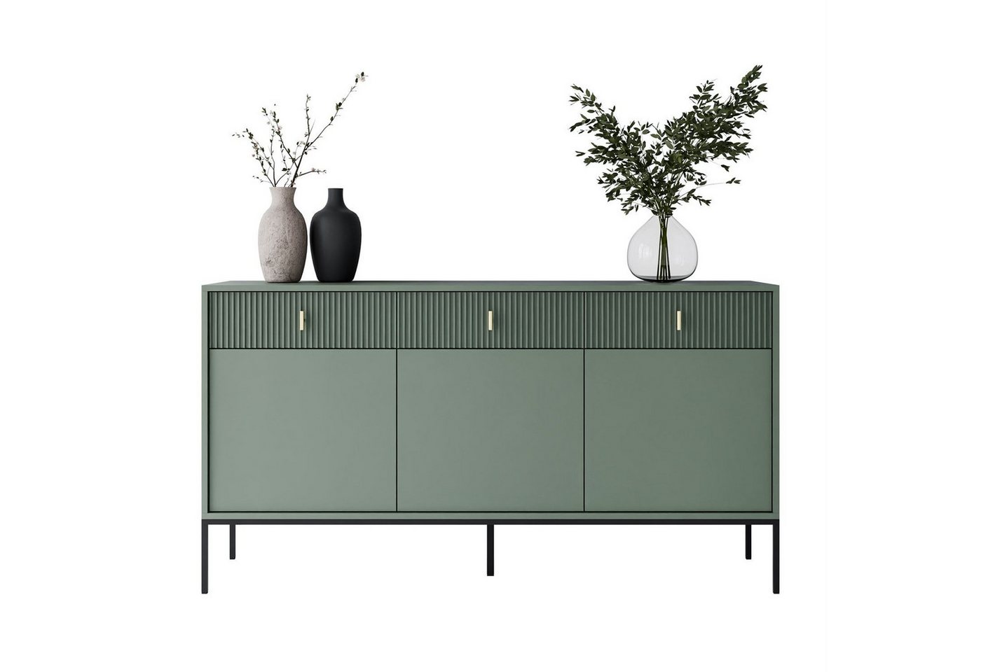 Lookway Kommode MIDNIGHT 3D3S mit drei Schubladen auf Gestell, 154,5x39x82,5