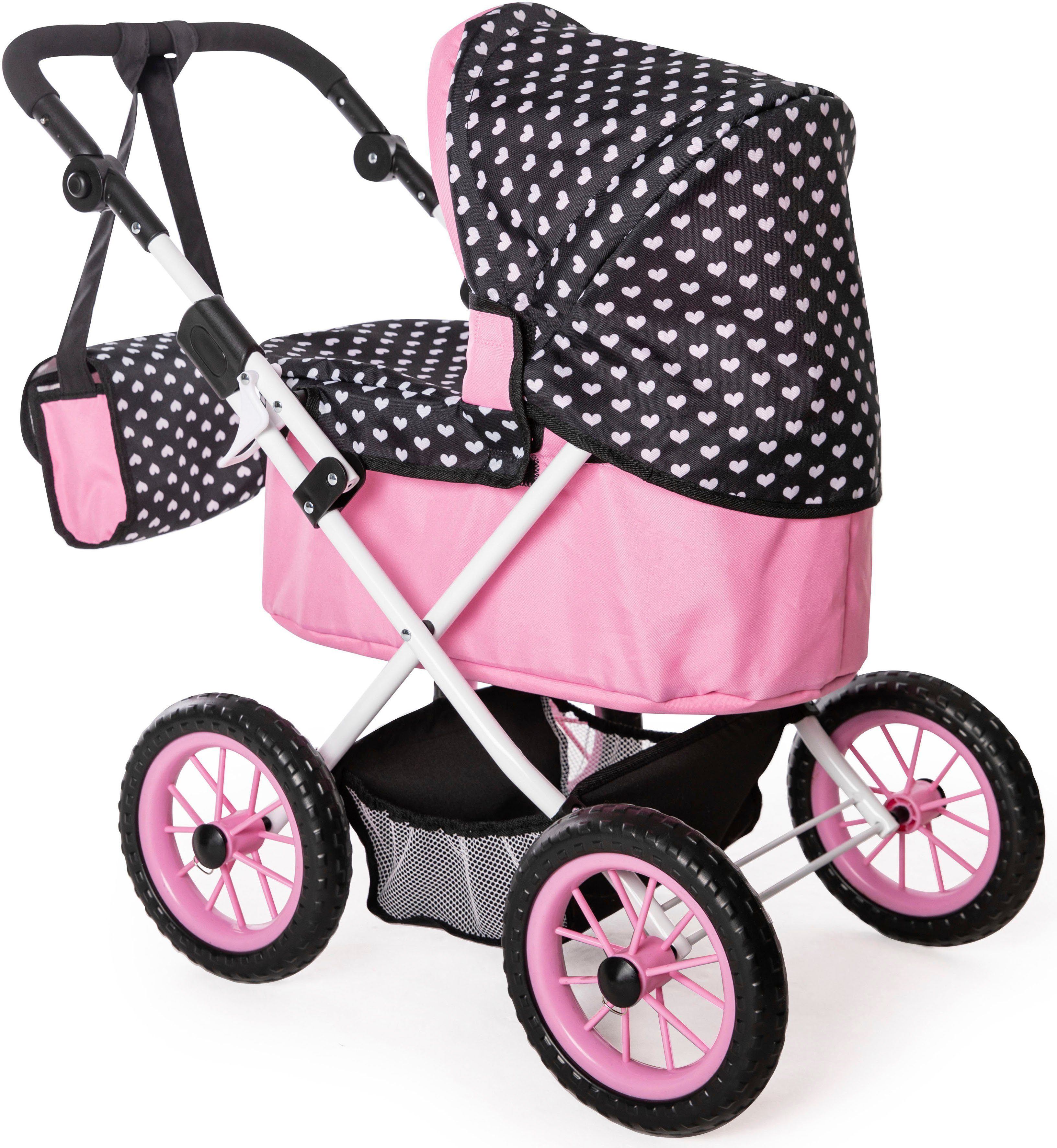 Bayer Puppenwagen Trendy, pink/schwarz, mit Wickeltasche günstig online kaufen
