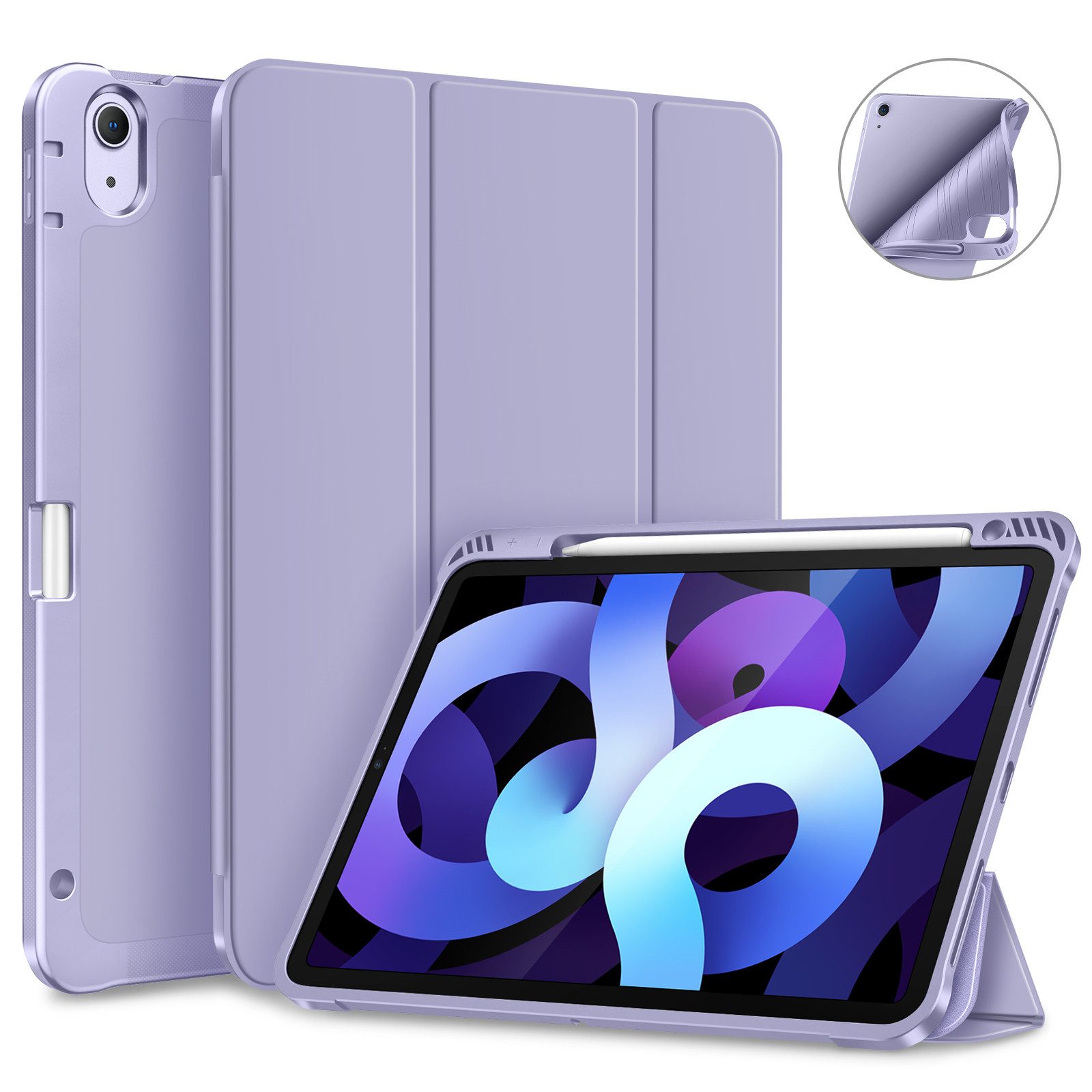 Fintie Tablet-Hülle für iPad Air 11'' M4/M3/M2(2026/2025/2024), iPad Air 5/4 Gen 2022/2020 10,9 Zoll, mit Stifthalter, Soft TPU Rückseite Abdeckung Hülle Intelligent Case