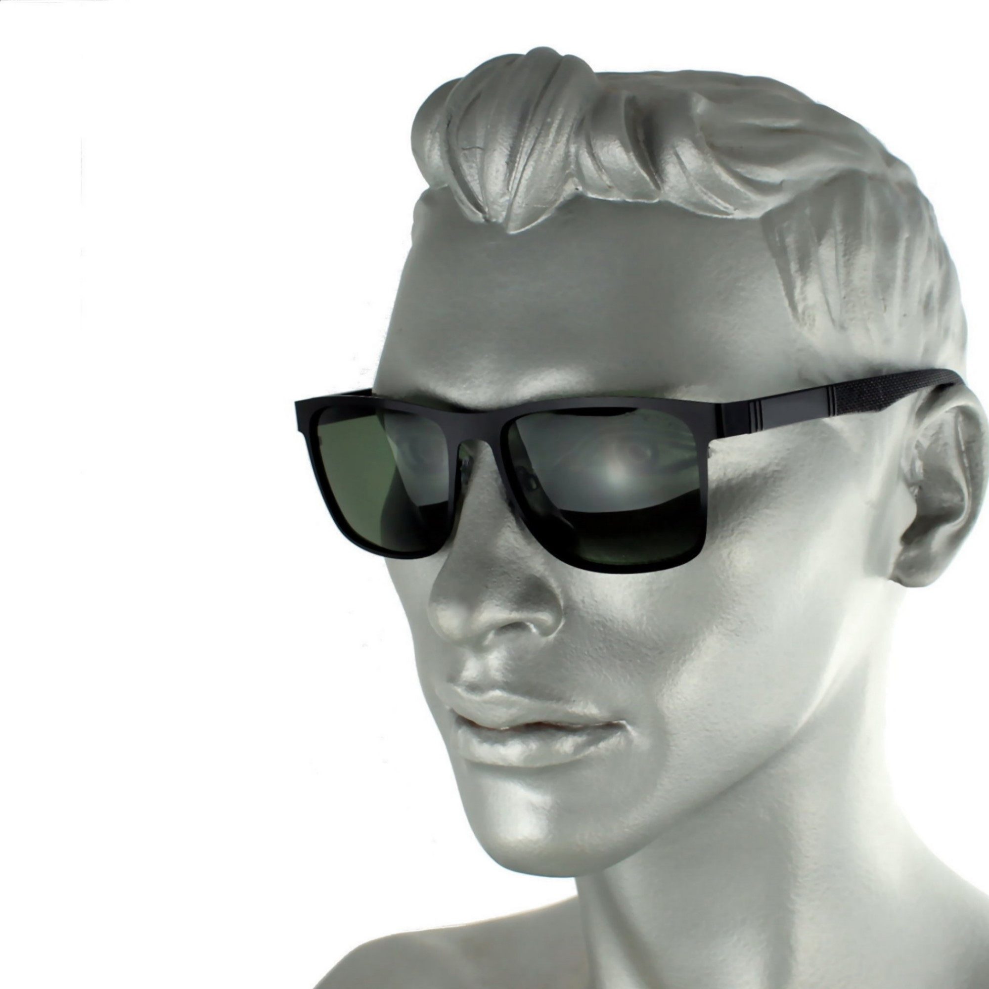 Rennec Sonnenbrille (1x Herren Brille mit Hardcase und Brillenbeutel) Rechteckige Metallbrille mit Polarisierte Gläsern