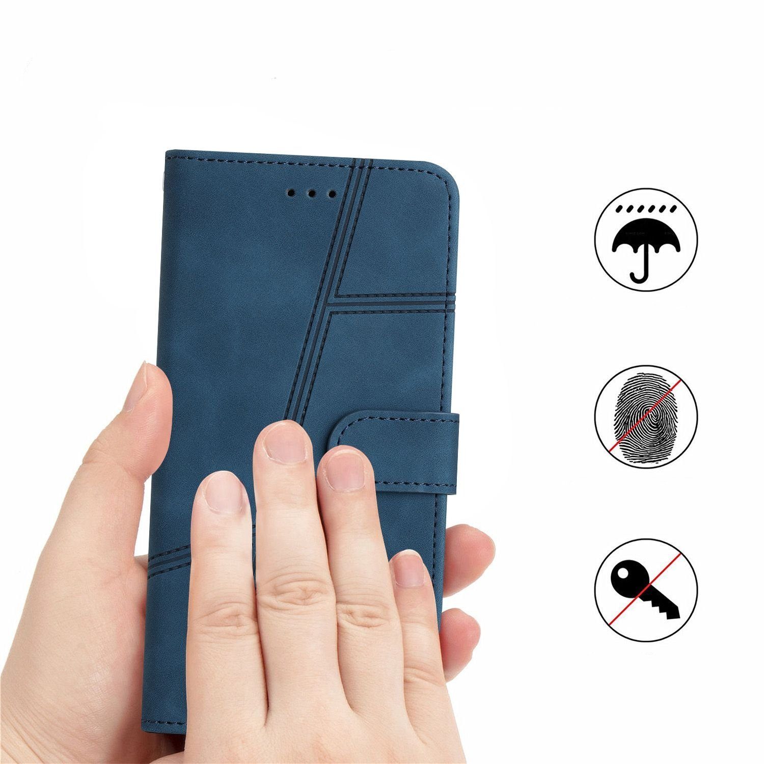 S23 Tasche Blau Samsung Cover Case Ultra S23 Galaxy Hülle 5G CLM-Tech Handytasche Etui 5G Standfunktion Handyhülle), Wallet Samsung für Kartenfächer, Kunstleder aus (1x Galaxy Ultra