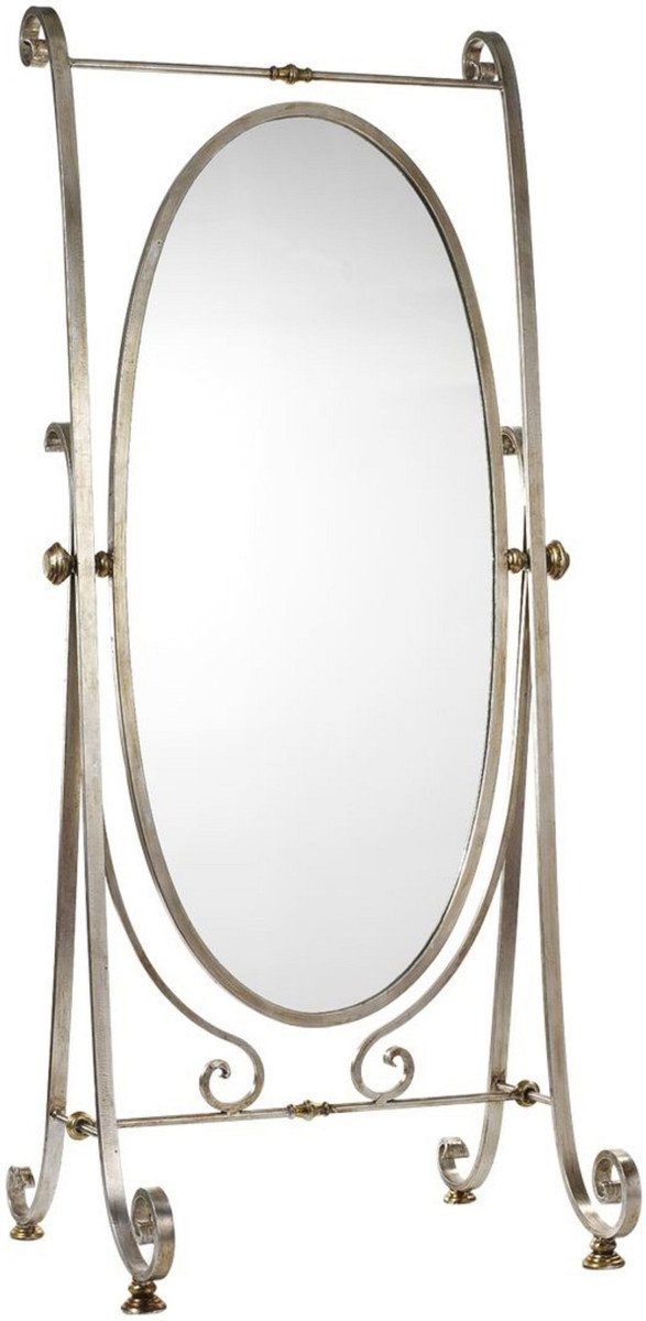 Casa Padrino Luxus Standspiegel Möbel - Gold Standspiegel Silber Barock Jugendstil & Schlafzimmer Jugendstil Spiegel - Schlafzimmer Ovaler 