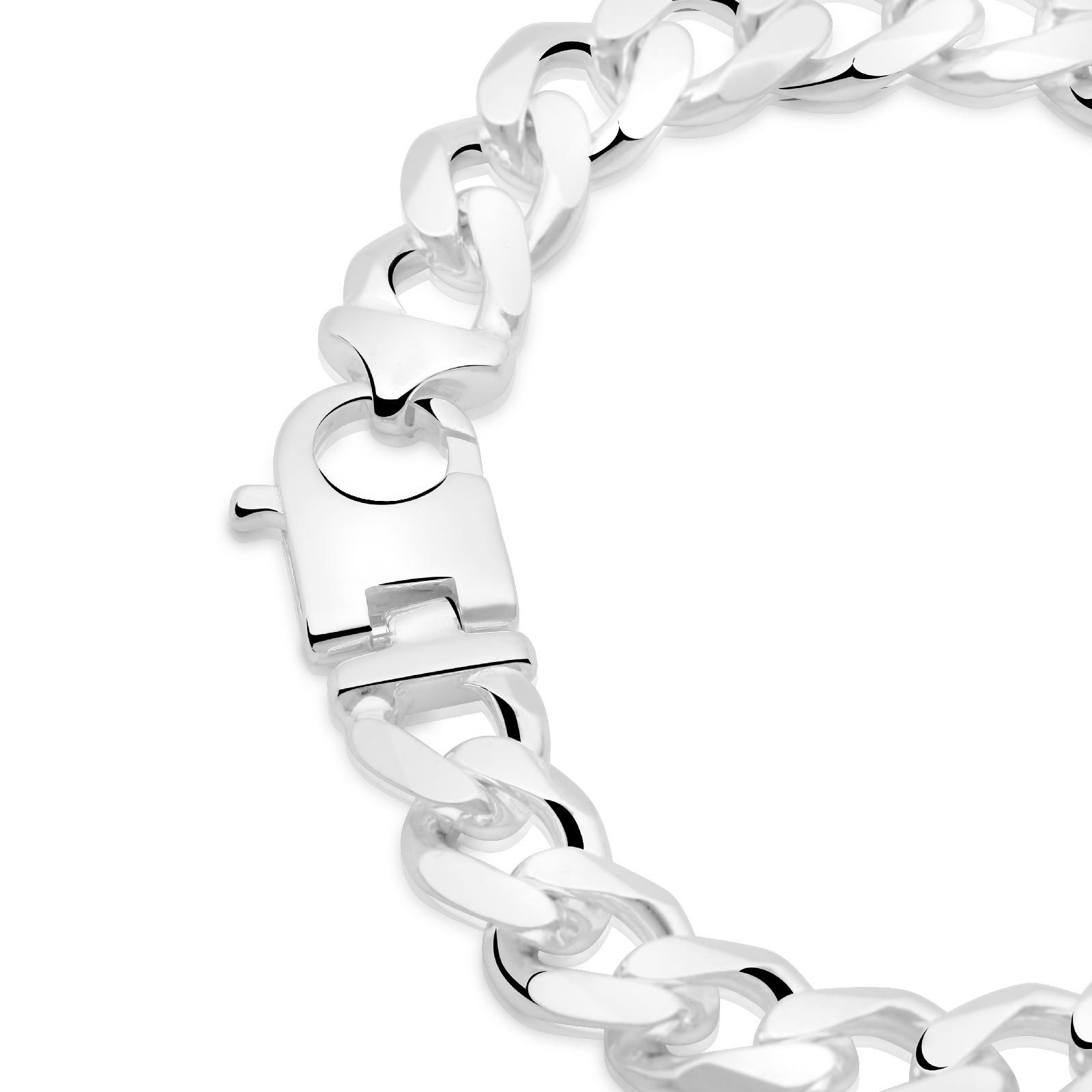 Tony Fein Silberarmband Panzerarmband 10mm 925er Silber Massiv Diamantiert, Made in Italy