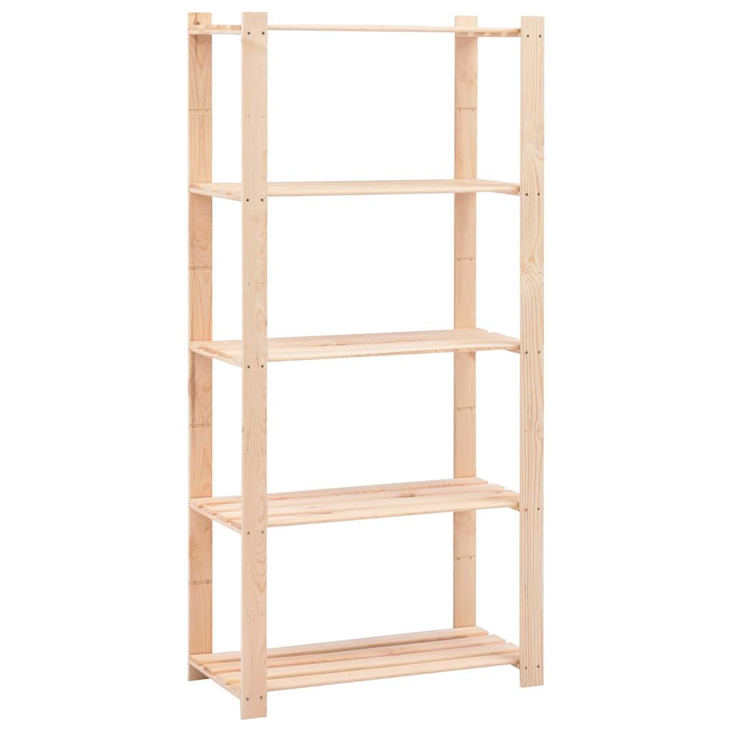vidaXL Schwerlastregal Lagerregale 5 Böden 2 Stk. 80×38×170cm Kiefer Massivholz 250kg, 2-tlg., 2x Kiefer Massiv Lagerregal 5 Böden 250kg Kellerregal Holzregal R – Bild 2 von 5