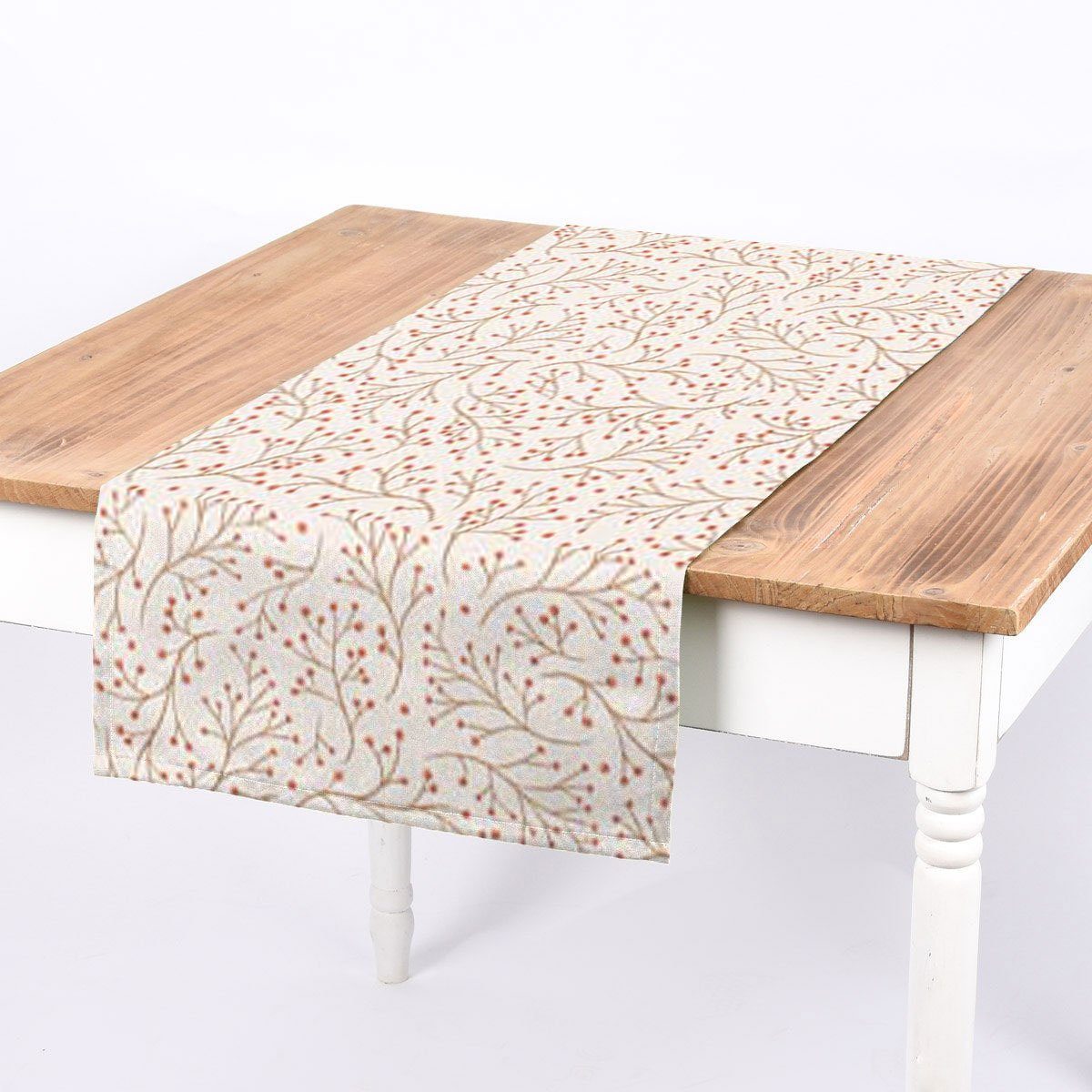 SCHÖNER LEBEN. Узкие скатерти SCHÖNER LEBEN. Узкие скатерти Berries Xmas Branch Beerenzweig weiß braun, handmade