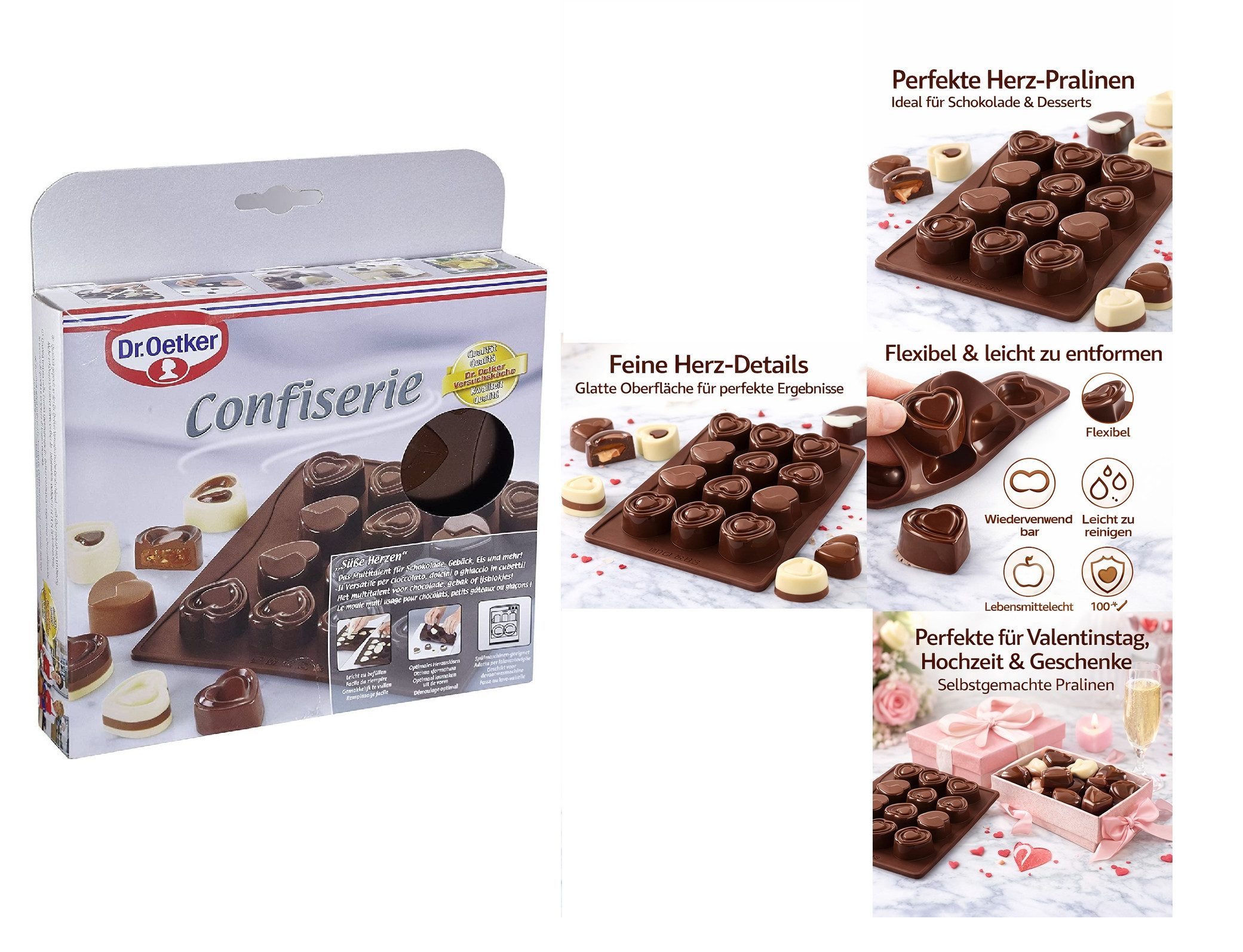 Dr. Oetker Küchenhelfer Pralinenform Dr. Oetker Schokoladenform Süße Herzen 02498 Pralinenform
