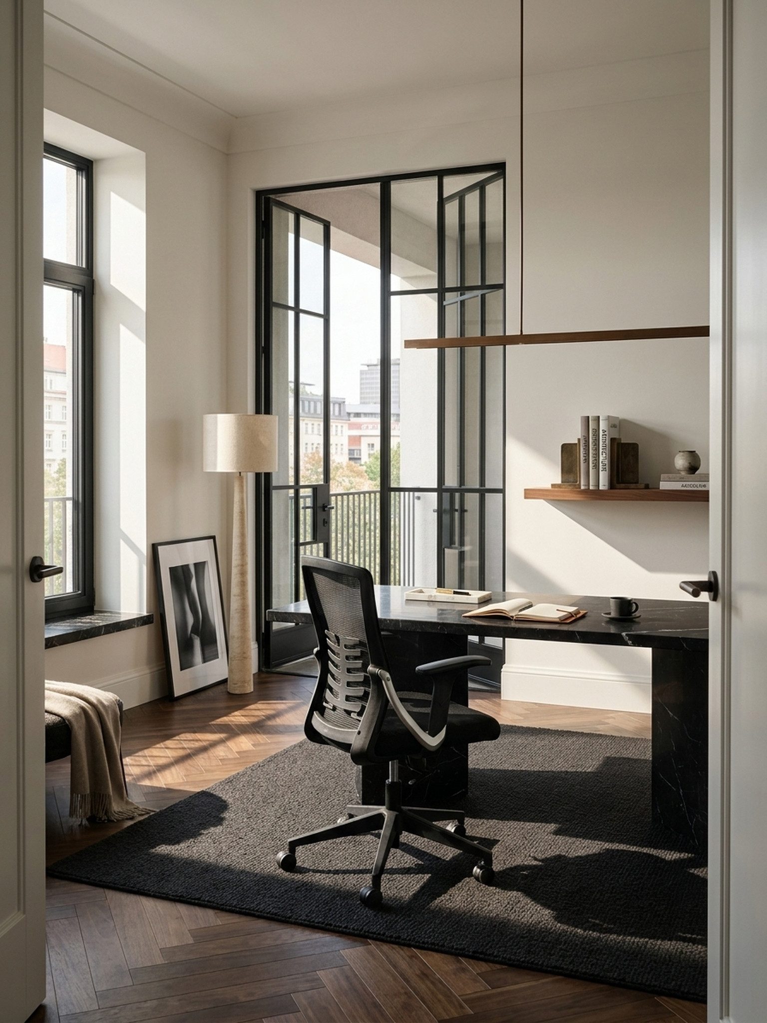KADIMA DESIGN Bürostuhl Mesh-Drehstuhl, Höhenverstellbar, Ergonomisch, Lordosenstütze, Schwarz (Atmungsaktives Netzgewebe, Armlehnen, Wippmechanik, 120kg belastbar), Ergonomische S-Form, Lordosenstütze 4-fach verstellbar