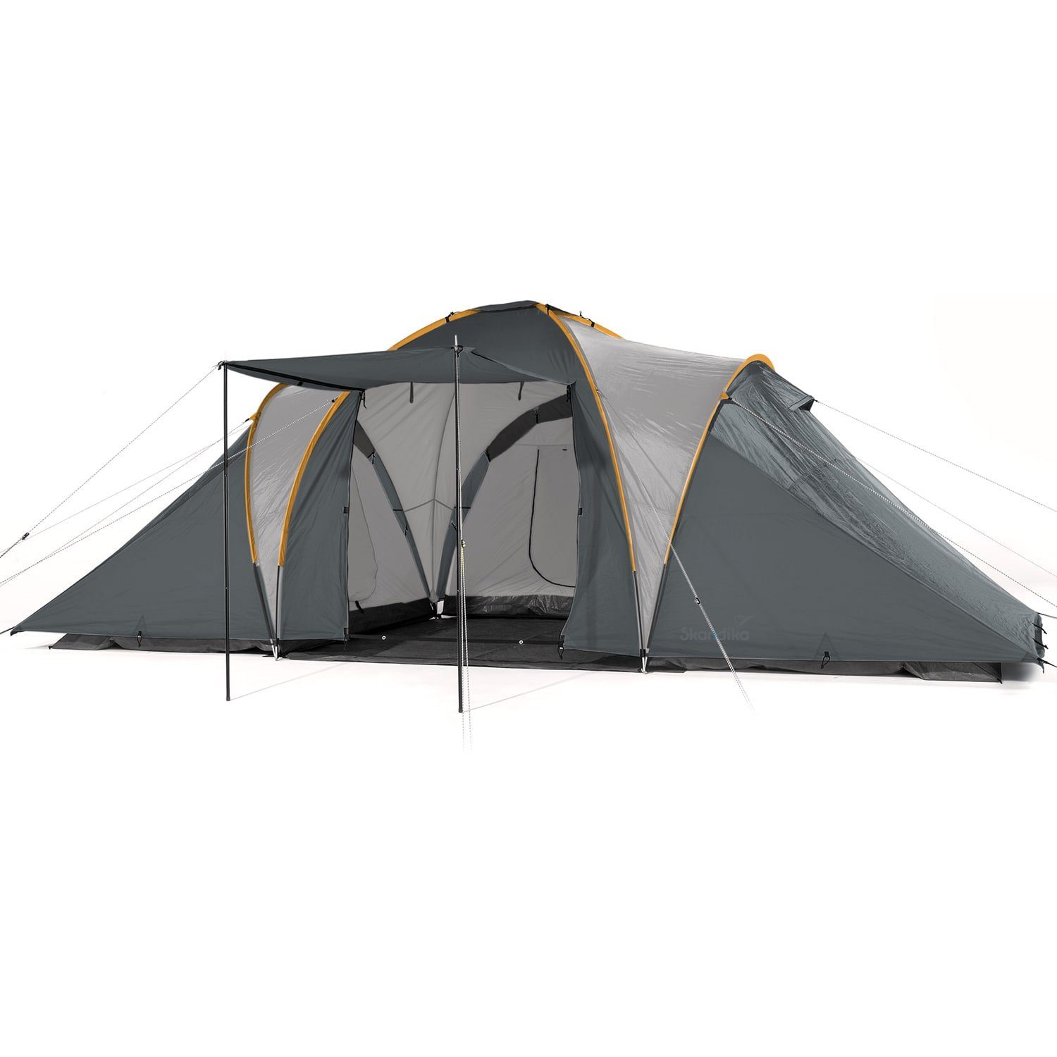 Skandika Kuppelzelt Daytona 6 Zelt (beige/braun), mit 3 Schlafkabinen, 3000  mm Wassersäule, 195 cm Stehhöhe, Moskitonetze, Sonnensegel, Campingzelt für  Familie und Freunde