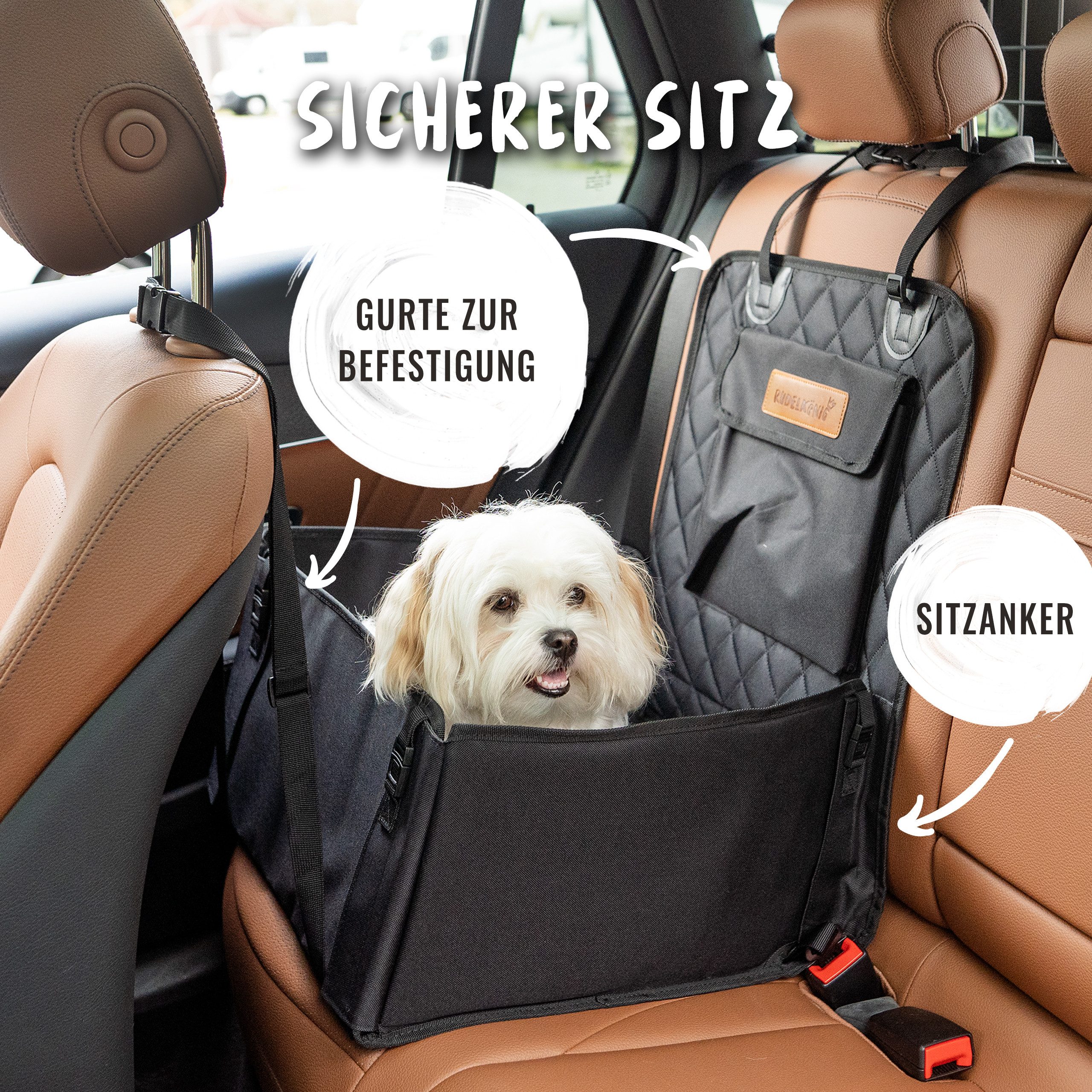 Rudelkönig Hunde-Autositz Hundesitz für Auto Rücksitz, Autositz für Hunde, Polyester, Wasserabweisender Hundekorb für kleine und mittlere Hunde