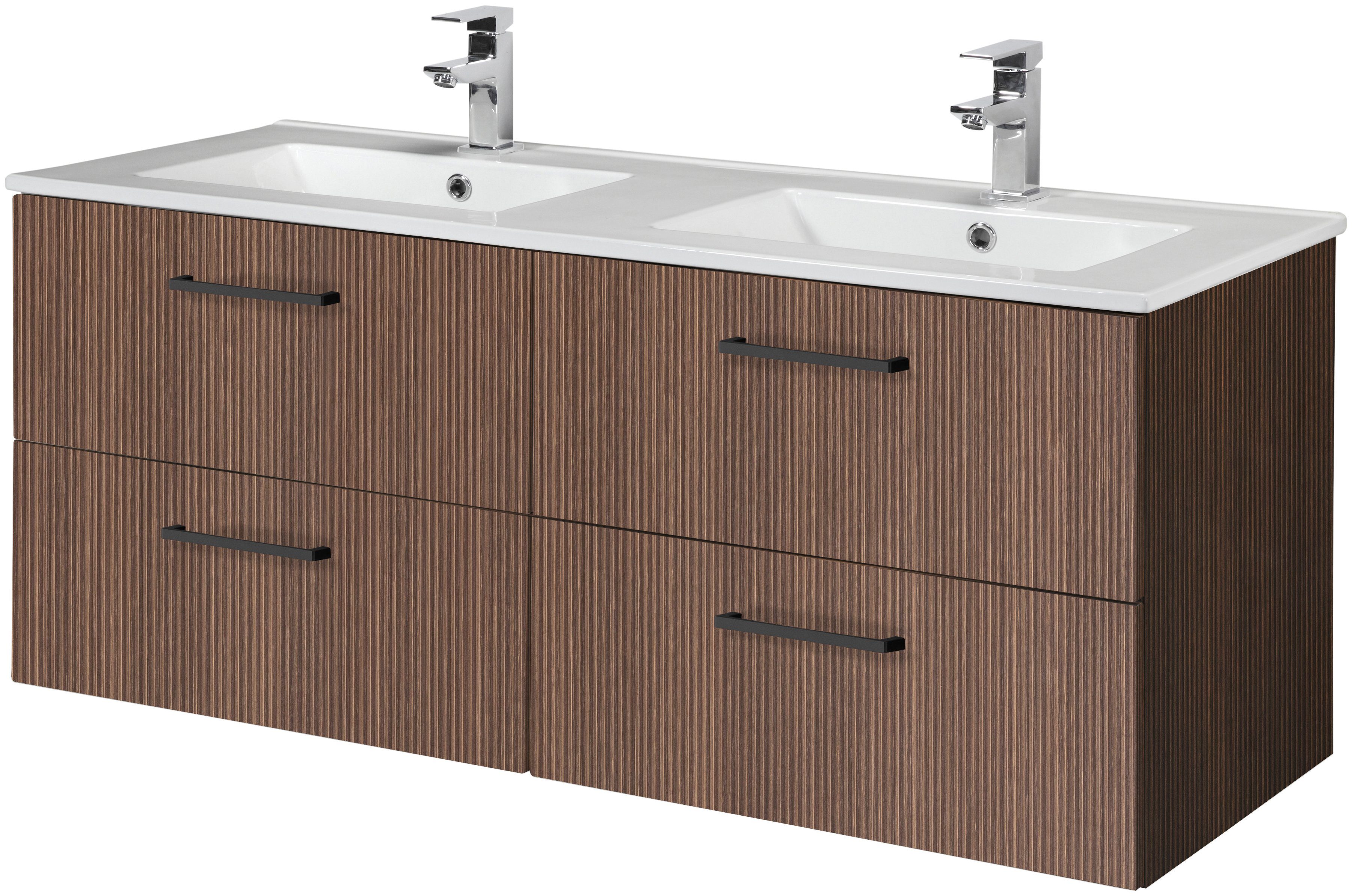 HELD MÖBEL Doppelwaschtisch Trento, Badmöbel in Breite 120 cm, 2 Doppel-Waschbecken zur Auswahl
