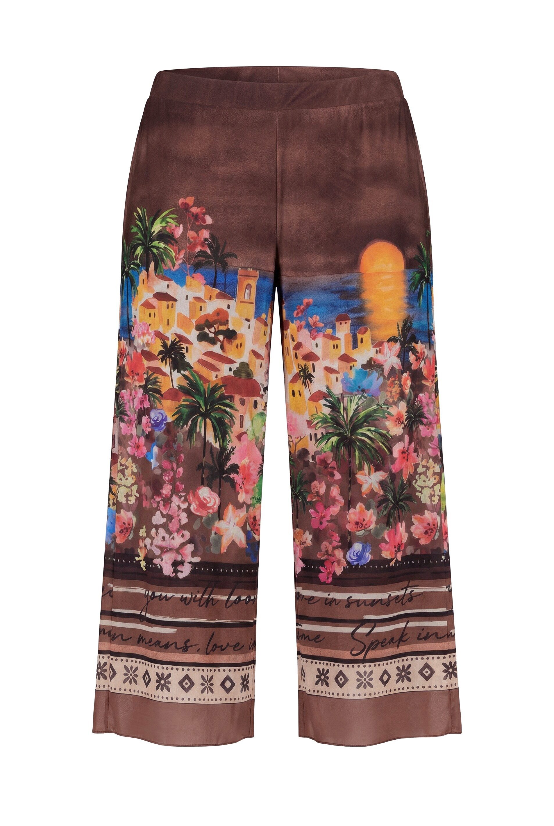 MIAMODA 7/8-Hose Culotte weites gerades Bein Mesh Print