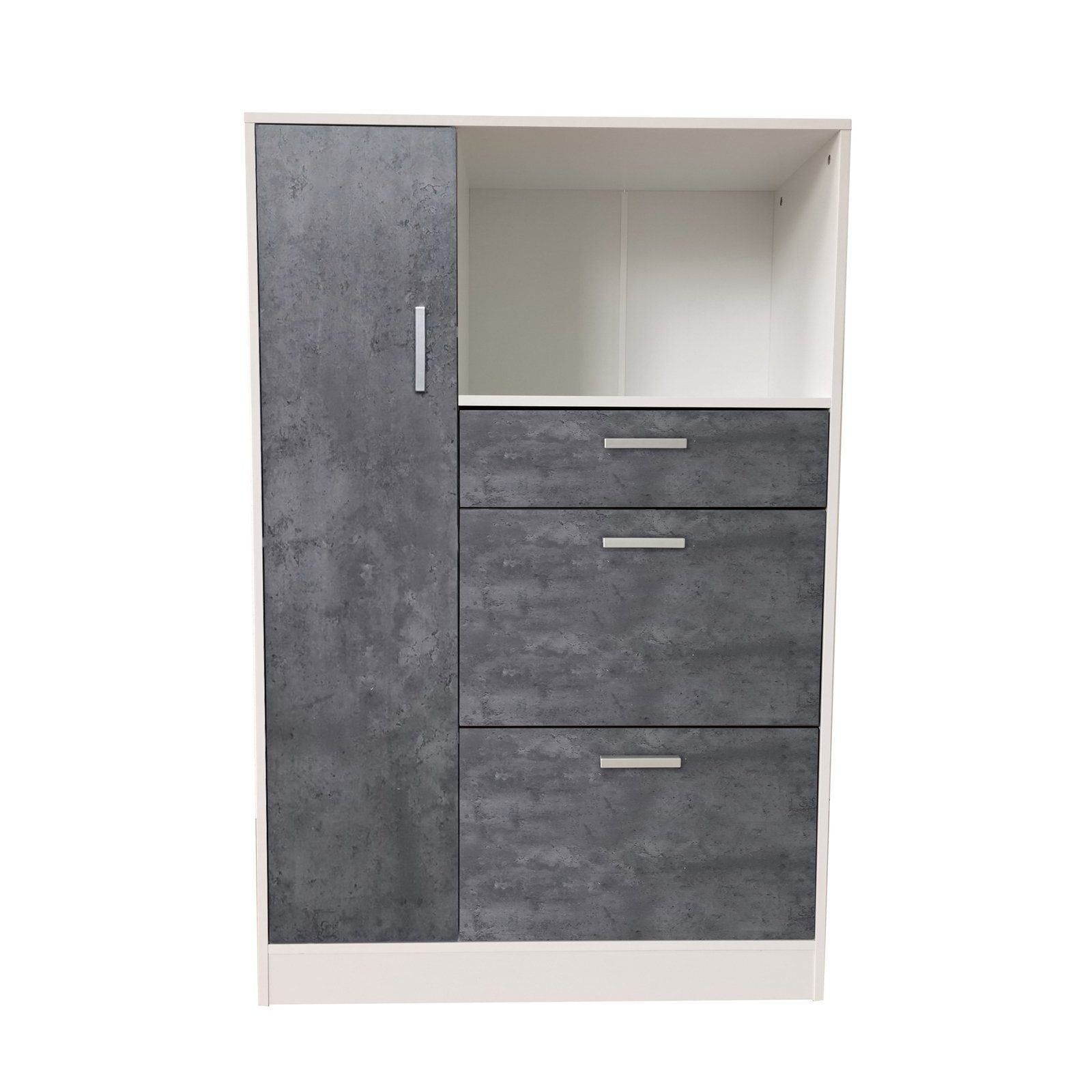 und Mikrowellenschrank Küchenschrank L weiß, Blanca HTI-Line 2-St) (Set, beton Küchenbuffet Küchenbuffet Kombi Mehrzweckschrank S