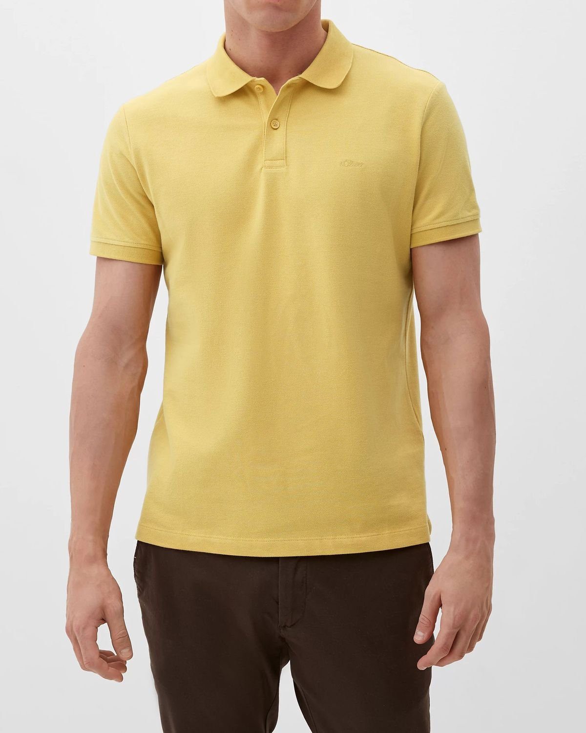 s.Oliver Poloshirt Basic (1-tlg) Knopfleiste, Piqué-Struktur, kurzarm Gelb