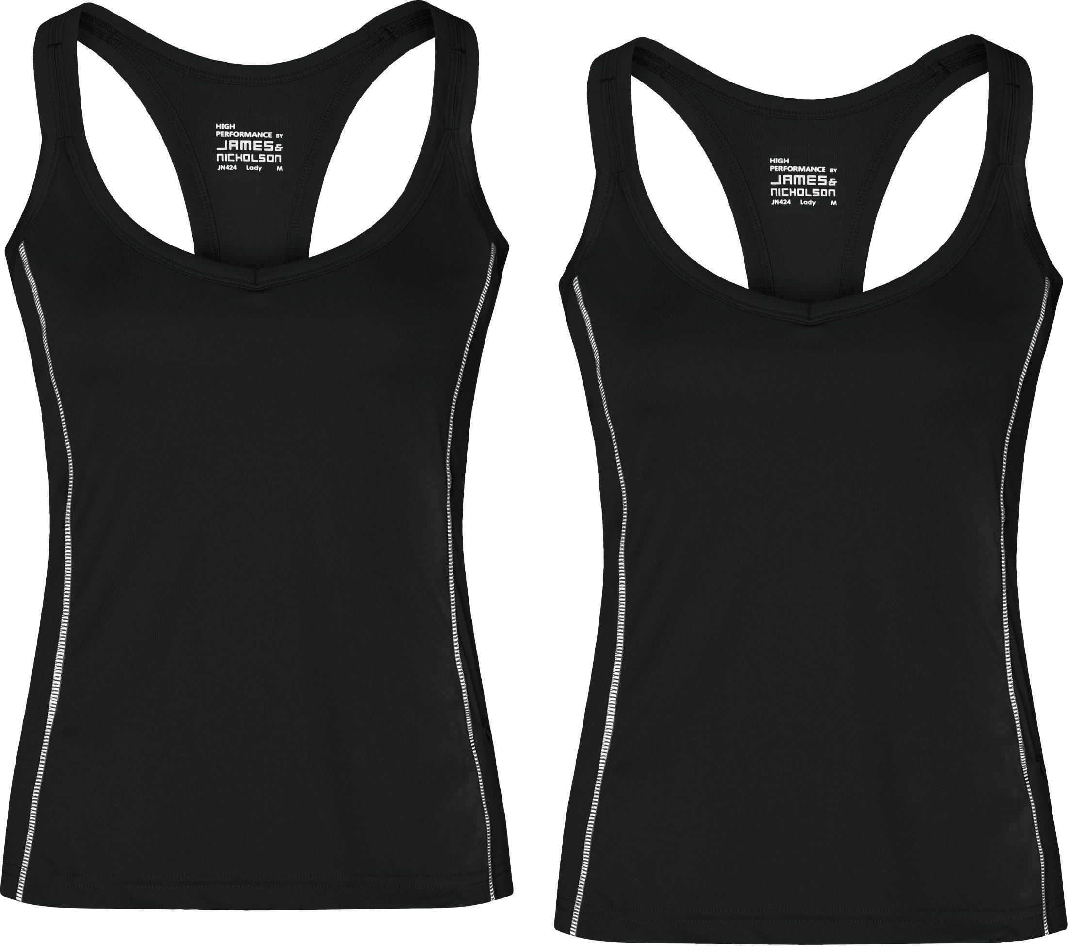 James & Nicholson Lauftop Doppelpack Damen Sporttop mit modischen reflektierenden Details JN424 (Doppelpack, 2er-Pack) Ladies' Running Reflex Top