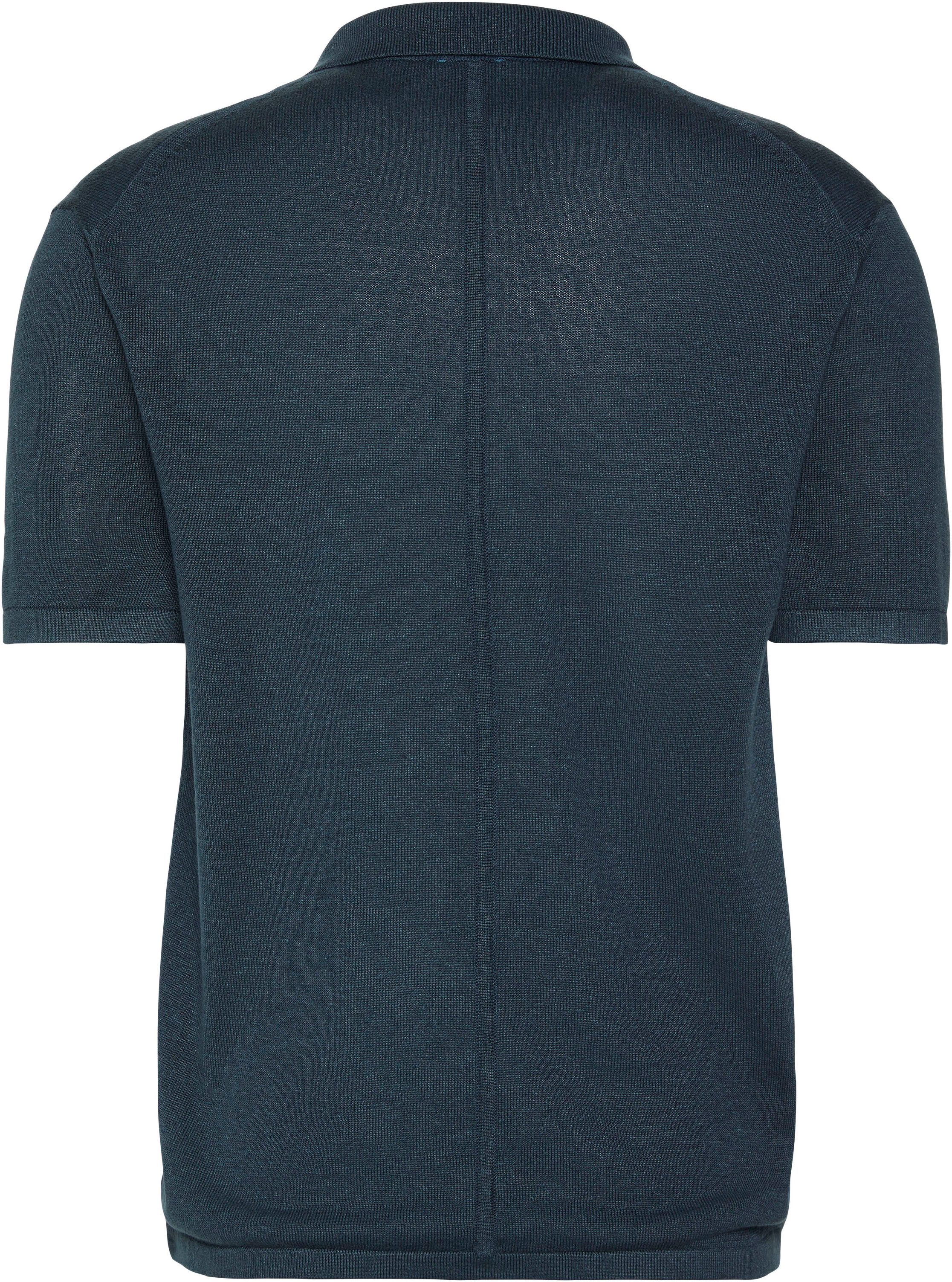 Calvin Klein Kurzarmpullover Feinstrick aus Leinenmix, Regular Fit, Polokragen