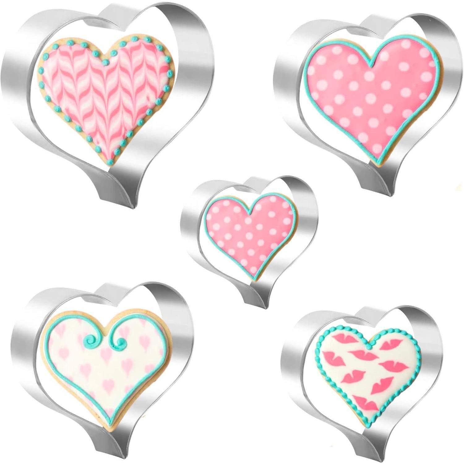 LuxusKollektion Ausstechform Ausstecher Herz 5er Set Edelstahl Valentinstag