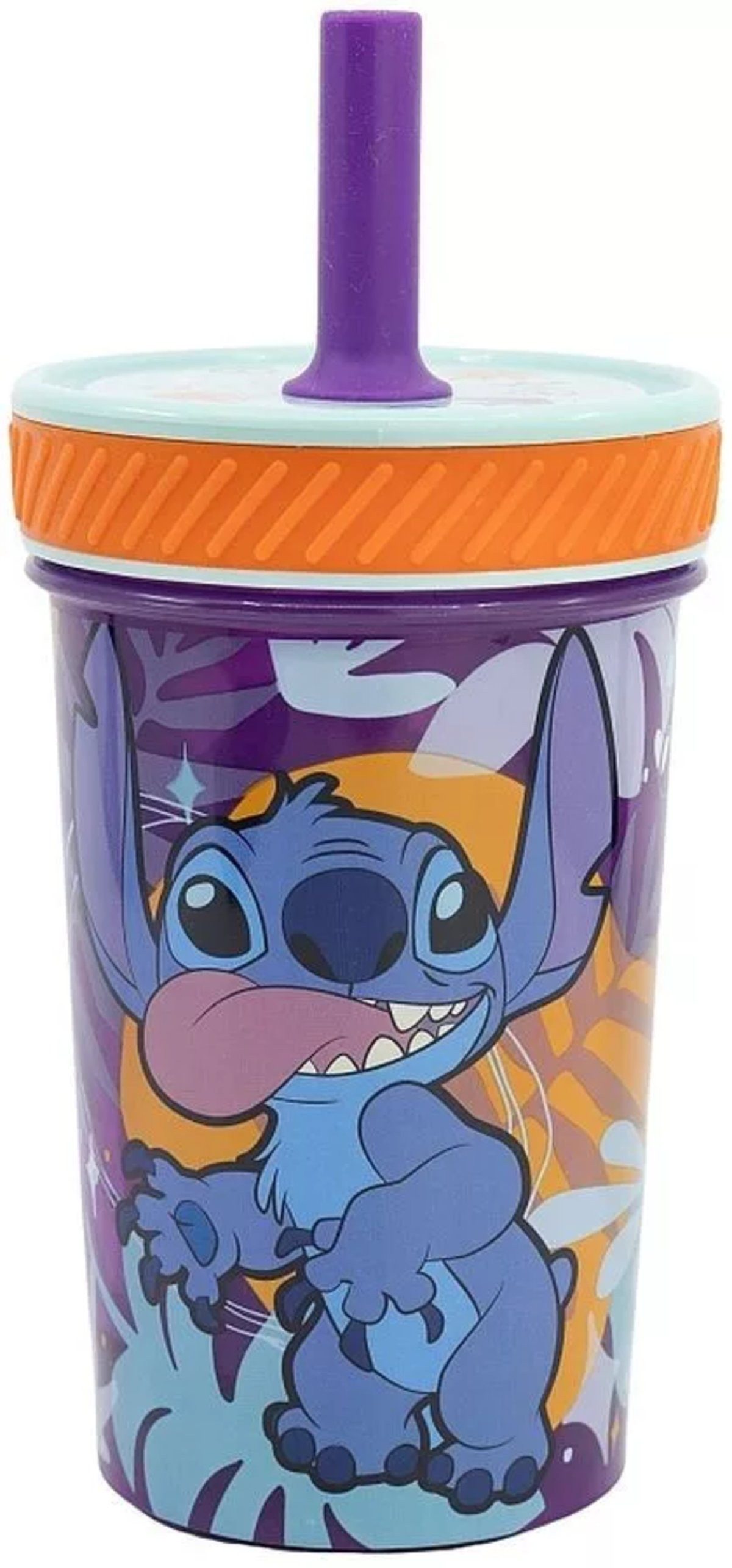 Disney Trinkflasche Kippsicherer, rutschfester Plastikbecher mit Strohhalm 370 ml