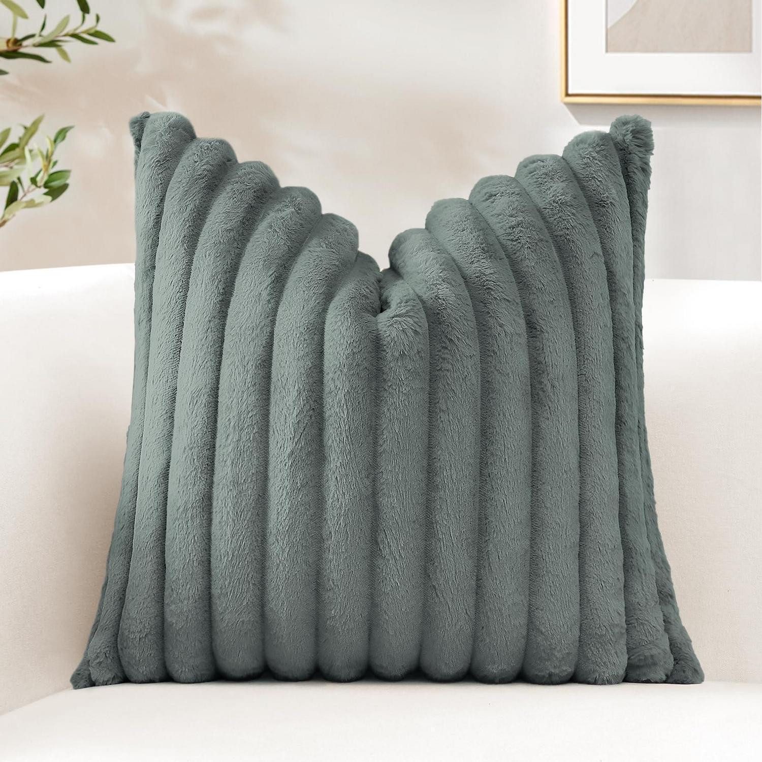 LuxusKollektion Kissenbezug Kissenbezug Flauschig Grau 60x60cm