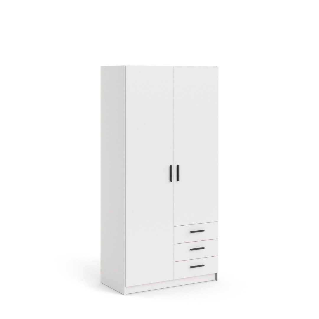 Tvilum Kleiderschrank Spell Kleiderschrank 2 Türen und 3 Schubladen weiß