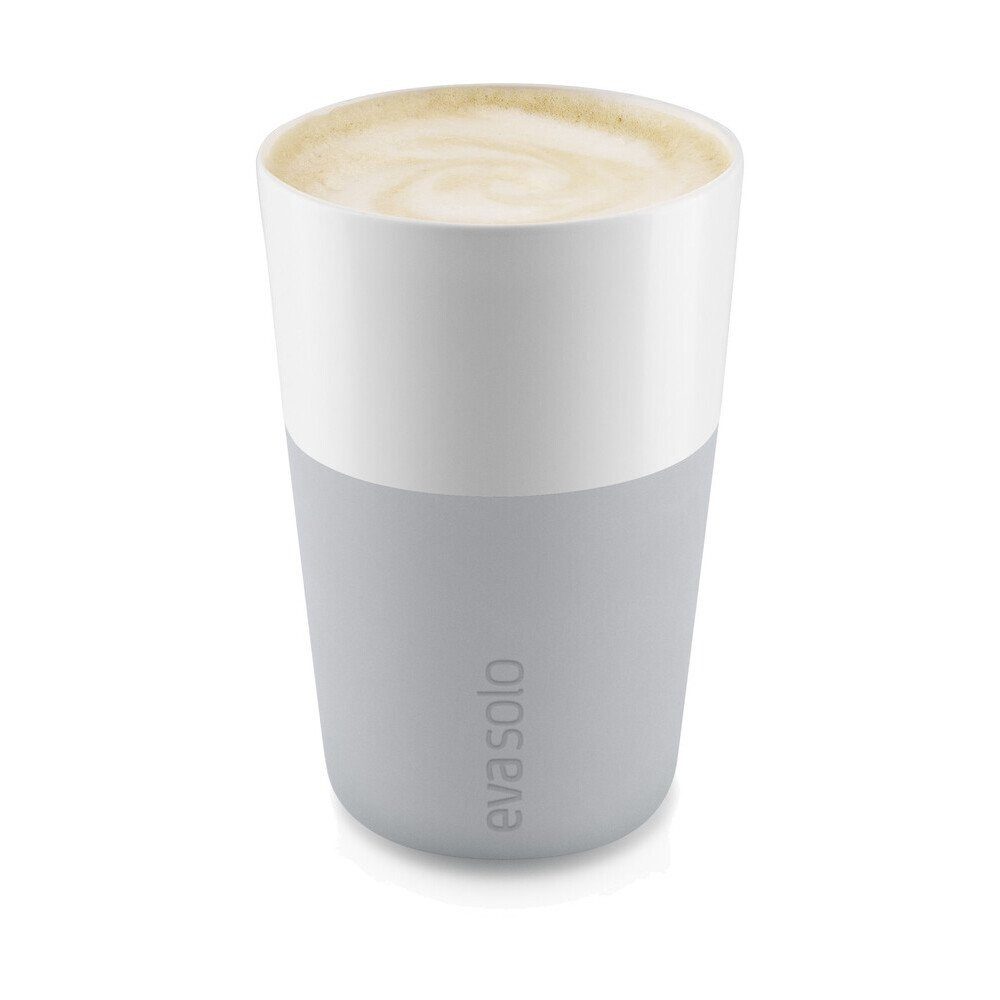 Eva Solo Latte-Macchiato-Glas 2 Cafe-Latte-Becher 0,36l Marble grey, Porzellan, Silikon, 2, 0,36 l, Porzellan
