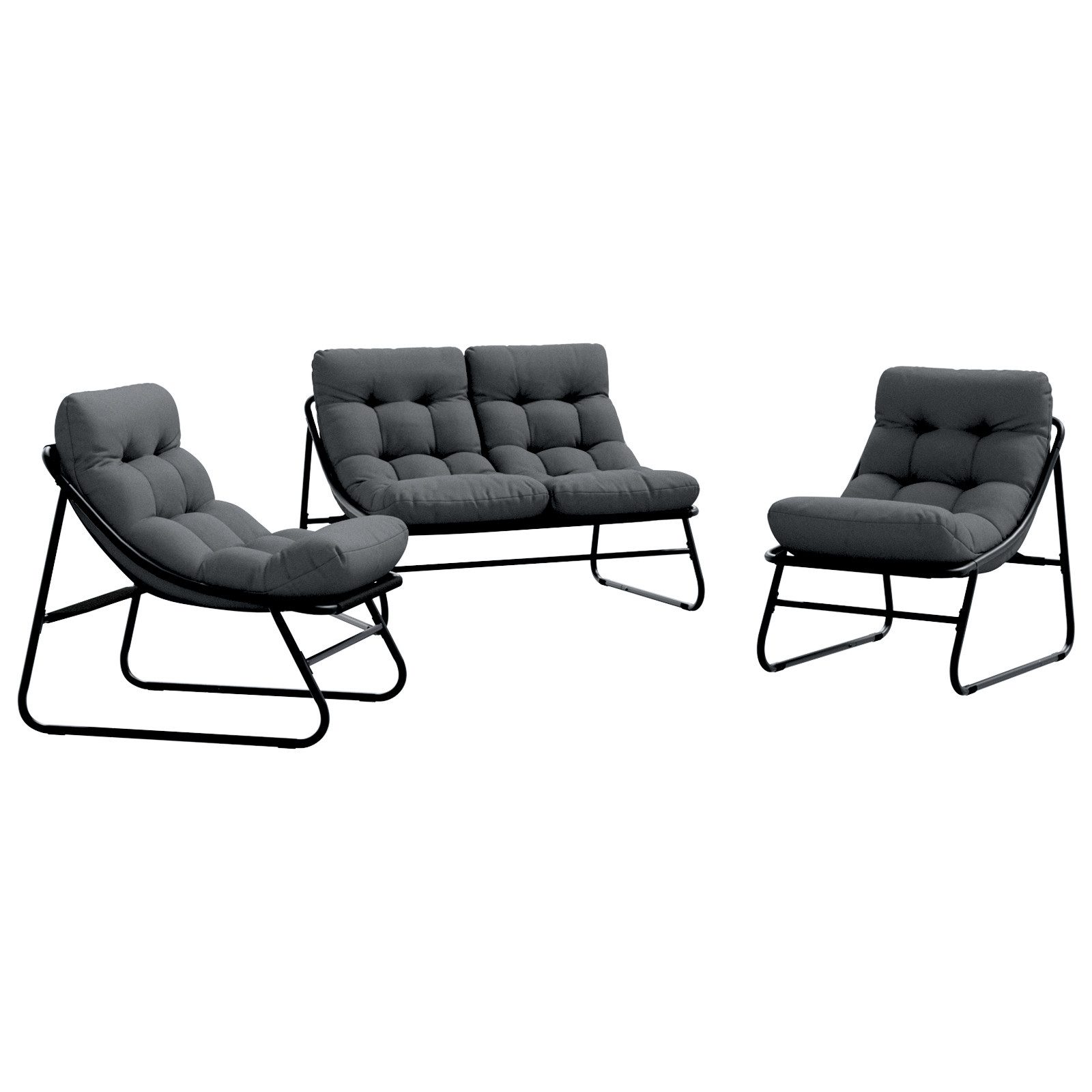 vidaXL Gartenstuhl Outdoor Sitzset Dunkelgrau Metallrahmen günstig online kaufen