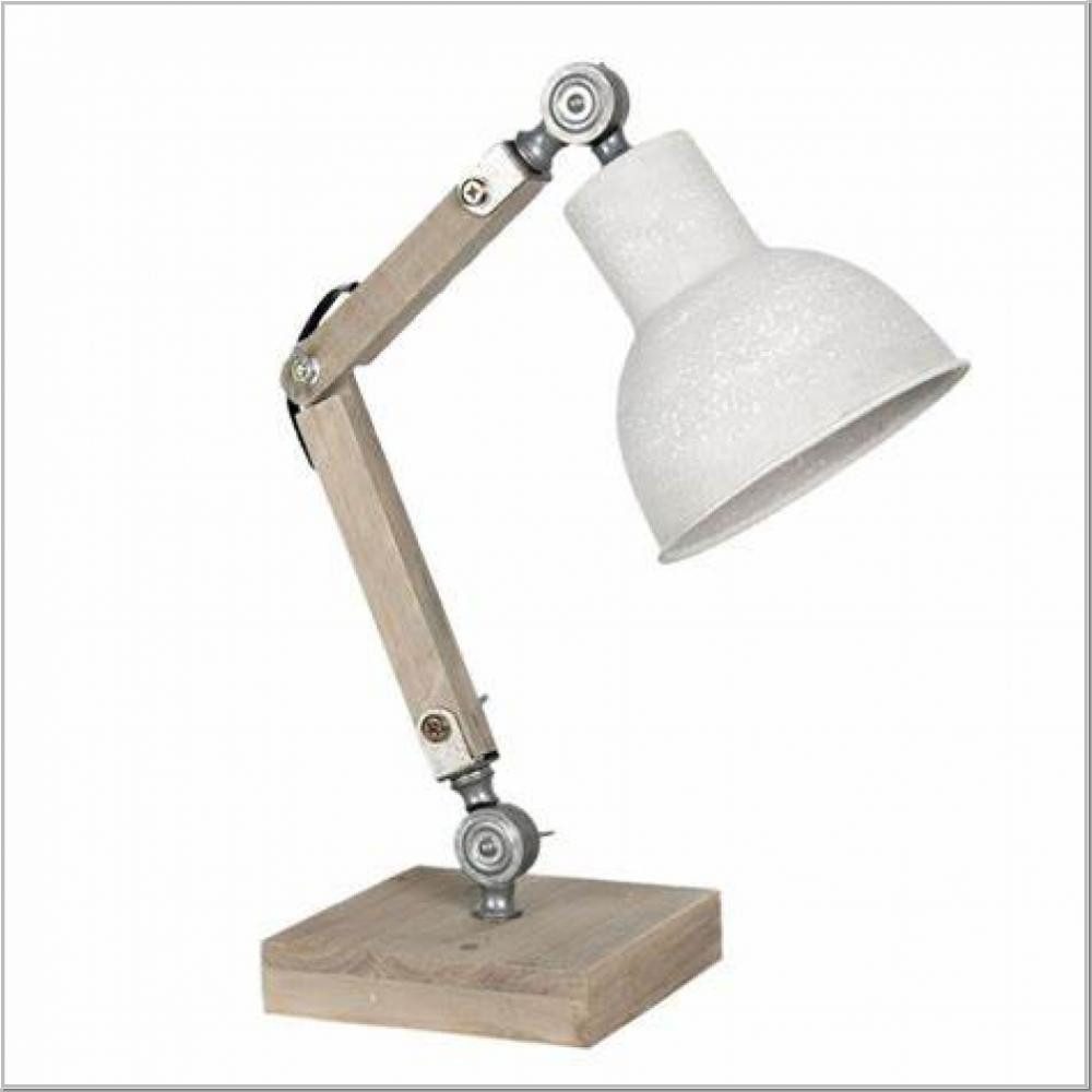 Clayre & Eef Schreibtischlampe Tischleuchte Schreibtischlampe Vintage Holz Metall 47cm verstellbar