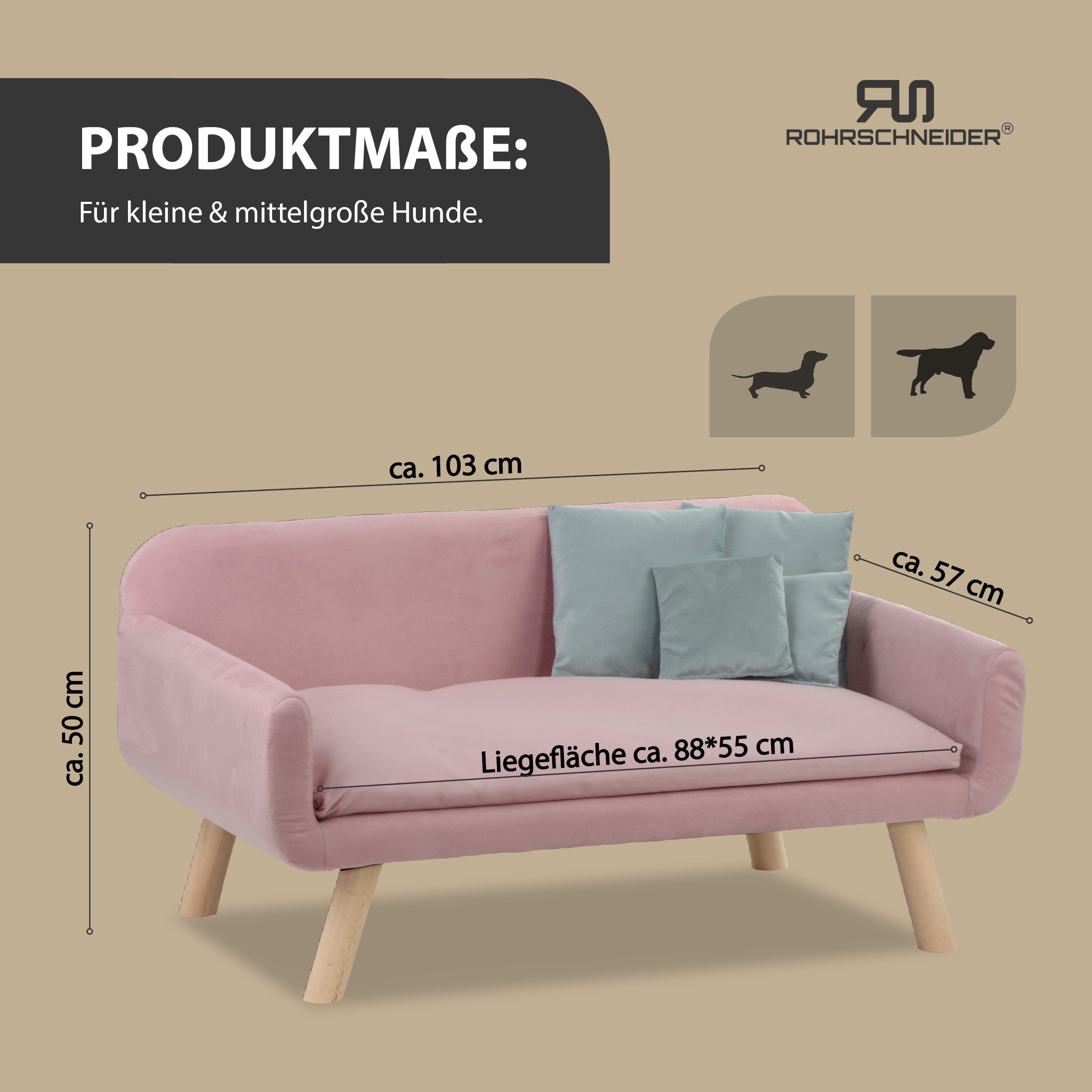 Rohrschneider Tiersofa edles Hundesofa Hundecouch CHICAGO inkl. Hundekotbeutelset