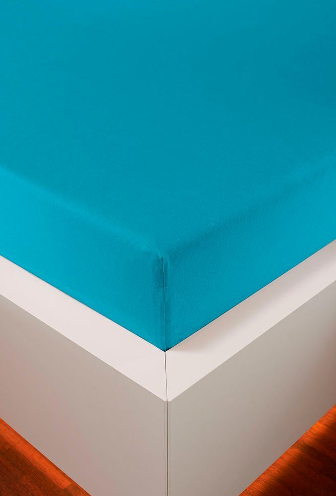 Spannbettlaken Jersey-Elasthan Aqua in Gr. 90x200, 140x200 oder 180x200 cm