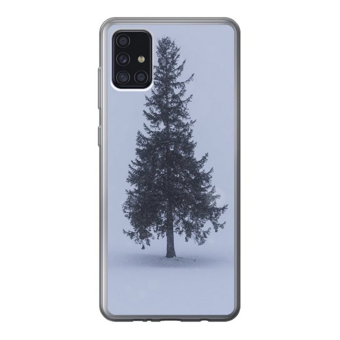 MuchoWow Handyhülle Ein Tannenbaum auf weißer Leere Handyhülle Samsung Galaxy A52 5G Smartphone-Bumper Print Handy