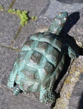 Bronzeskulpturen Skulptur Bronzefigur kleine Schildkröte mit Wasserspeier