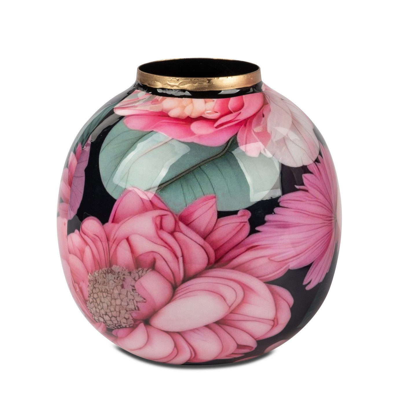dekotrend.gallery Kugelvase Deko Vase Tischvase Metall Blumenvase Kugelvase Skulptur Figur Objekt, Dekovase Bodenvase