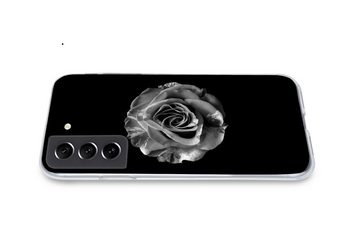 MuchoWow Handyhülle Blumen - Rose - Schwarz - Weiß - Botanisch, Phone Case, Handyhülle Samsung Galaxy S21 FE, Silikon, Schutzhülle