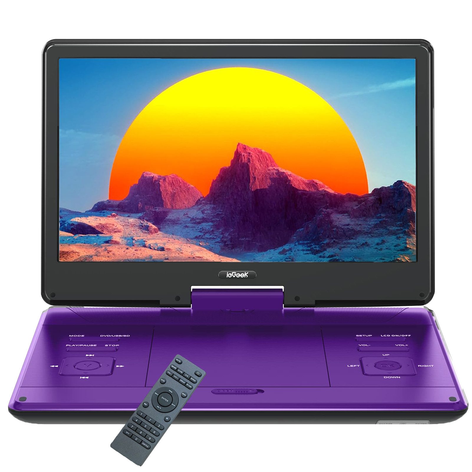 15.7" HD Tragbar DVD Player Auto Monitor Drehbar Groß Bildschirm Portabler DVD-Player