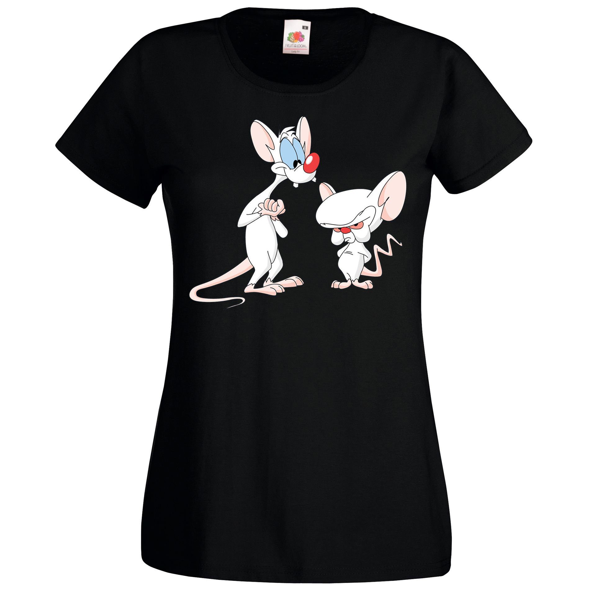 und T-Shirt Damen modischem Pinky Schwarz Brain mit Designz T-Shirt Youth Print