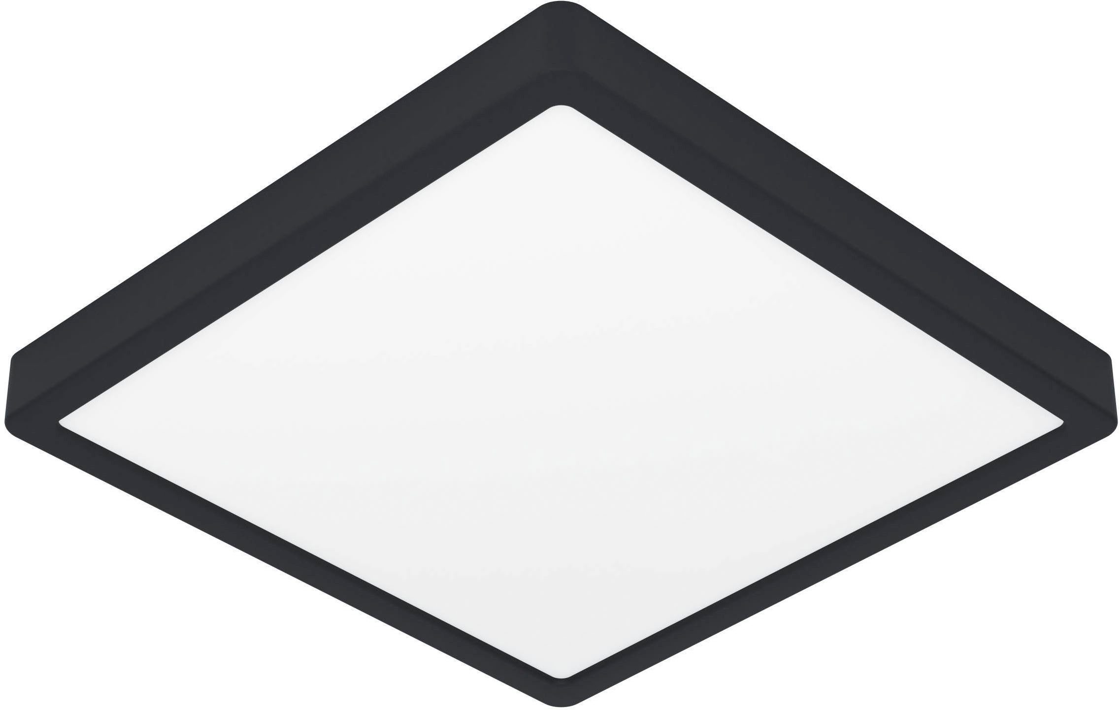 EGLO Aufbauleuchte Fueva 6 Deckenleuchte, Aufbaulampe, Kunststoff, Deckenbeleuchtung, mehrere Helligkeitsstufen, LED fest integriert, Kaltweiß, Neutralweiß, Warmweiß, Aufbauleuchte - L29 x B29 x H2,5 cm - schwarz - 13W inkl.