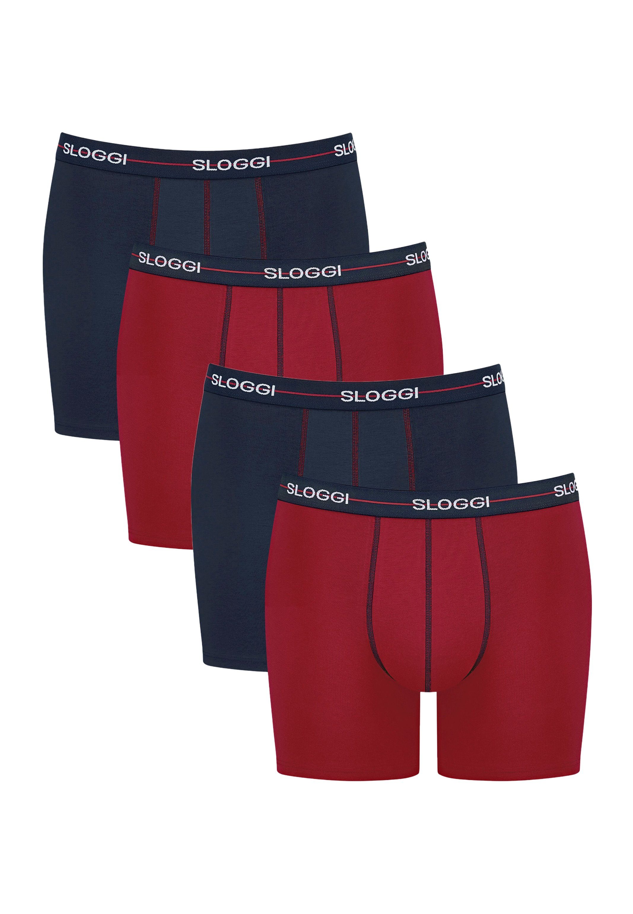 Sloggi Retro Boxer 4er - Dark Eingriff - Pant Short - Ohne 4-St) Pack Start - combination (Spar-Set, / Baumwolle Long Blue