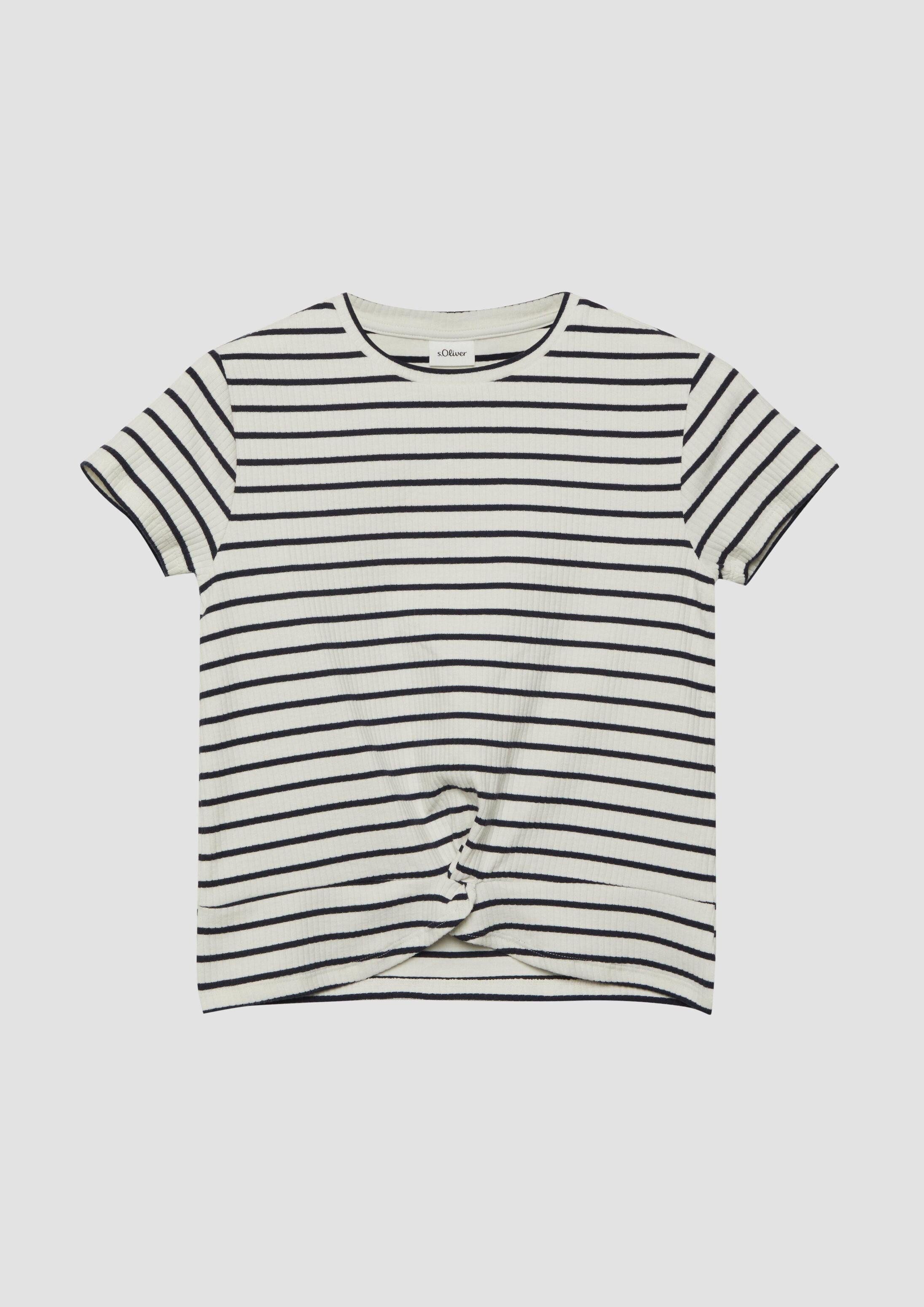 s.Oliver Kurzarmshirt T-Shirt Rippshirt mit Knoten-Detail
