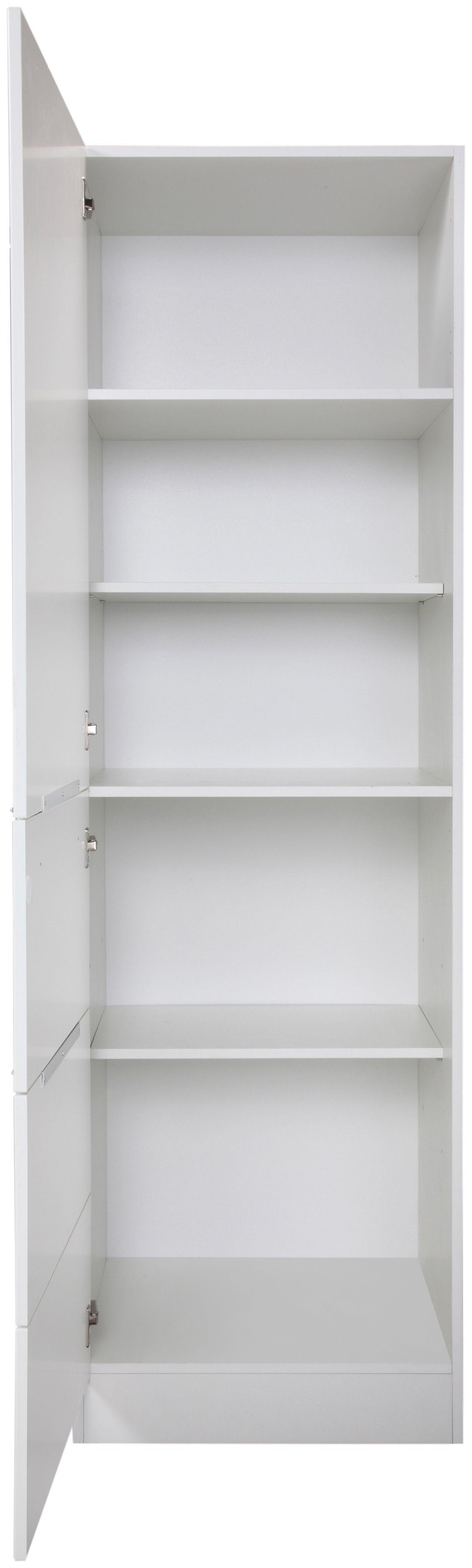 HELD MÖBEL Seitenschrank 200 cm Brindisi hoch, viel Stauraum cm breit, 60 weiß Hochglanz/weiß