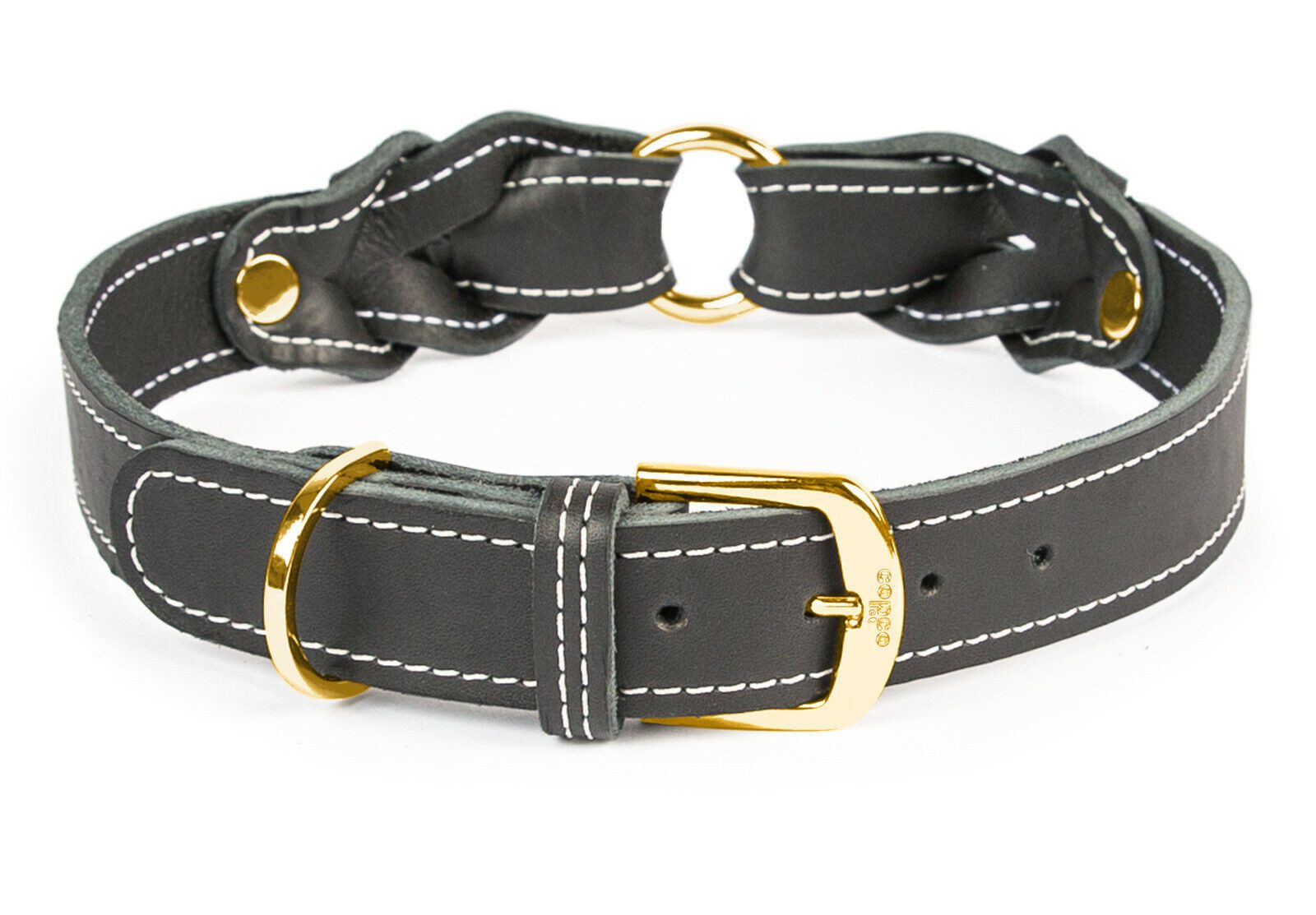 CopcoPet Hunde-Halsband Lederhalsband Hundehalsband - Heidi, Verchromt, Leder, Geflochten, Handarbeit