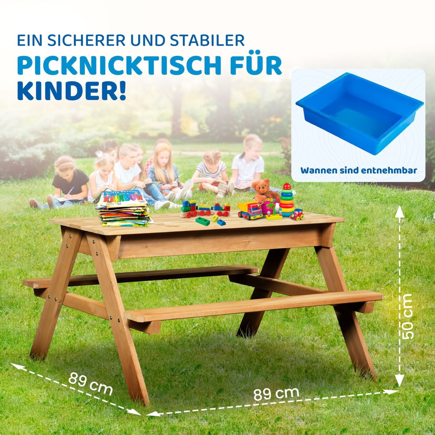 Coemo Garten-Kindersitzgruppe, (Set, 1-tlg), 2 in 1 Kindersitzgarnitur Sitzgruppe Sand- und Wasserspieltisch Garten
