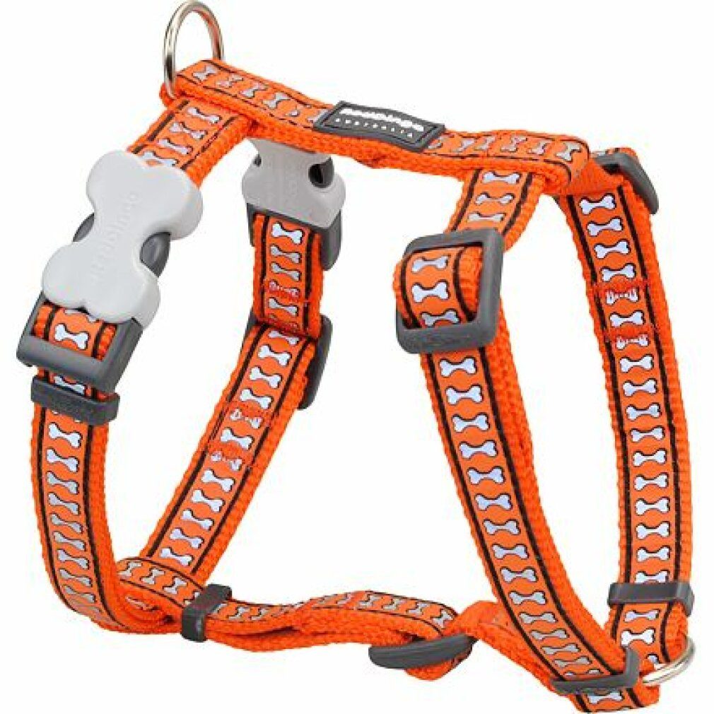 Red Dingo Hundeleine Hundegeschirr Knochen Reflektierend 46-76 cm Orange, (Packung)