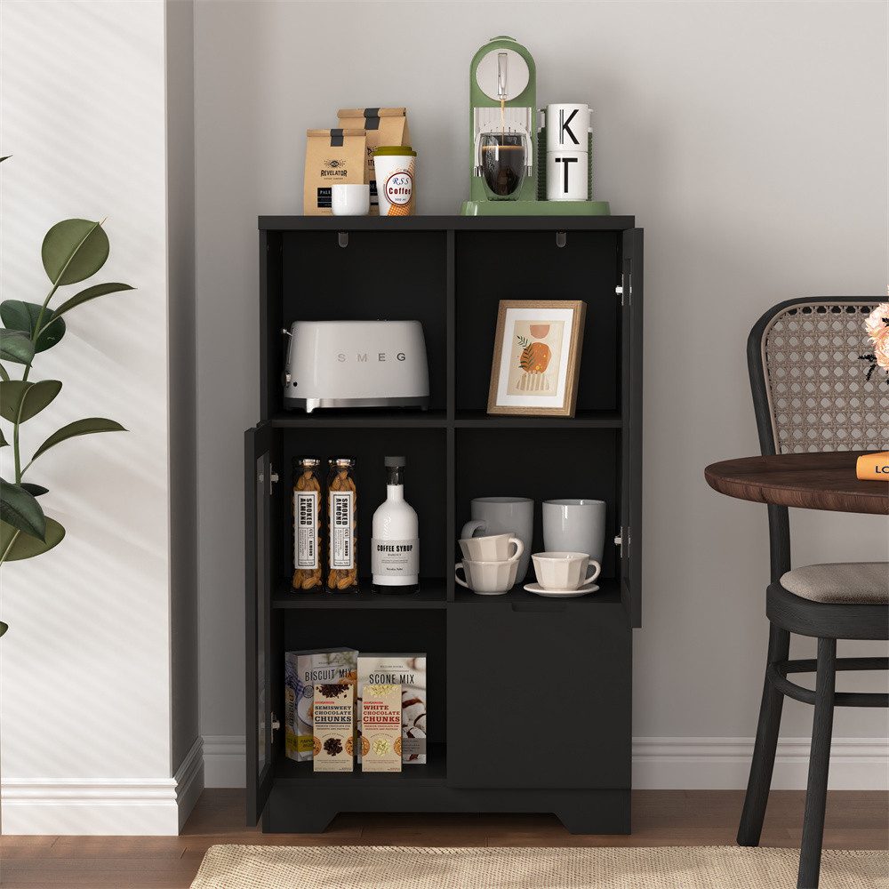 MODFU Wandhängeschrank Lackierter MDF-Schrank, mit Glastüren & Schublade – Stabiler Aufbewahrungsschrank für Schlafzimmer & Wohnzimmer, elegantes Design & offener Stauraum 1-tlg.