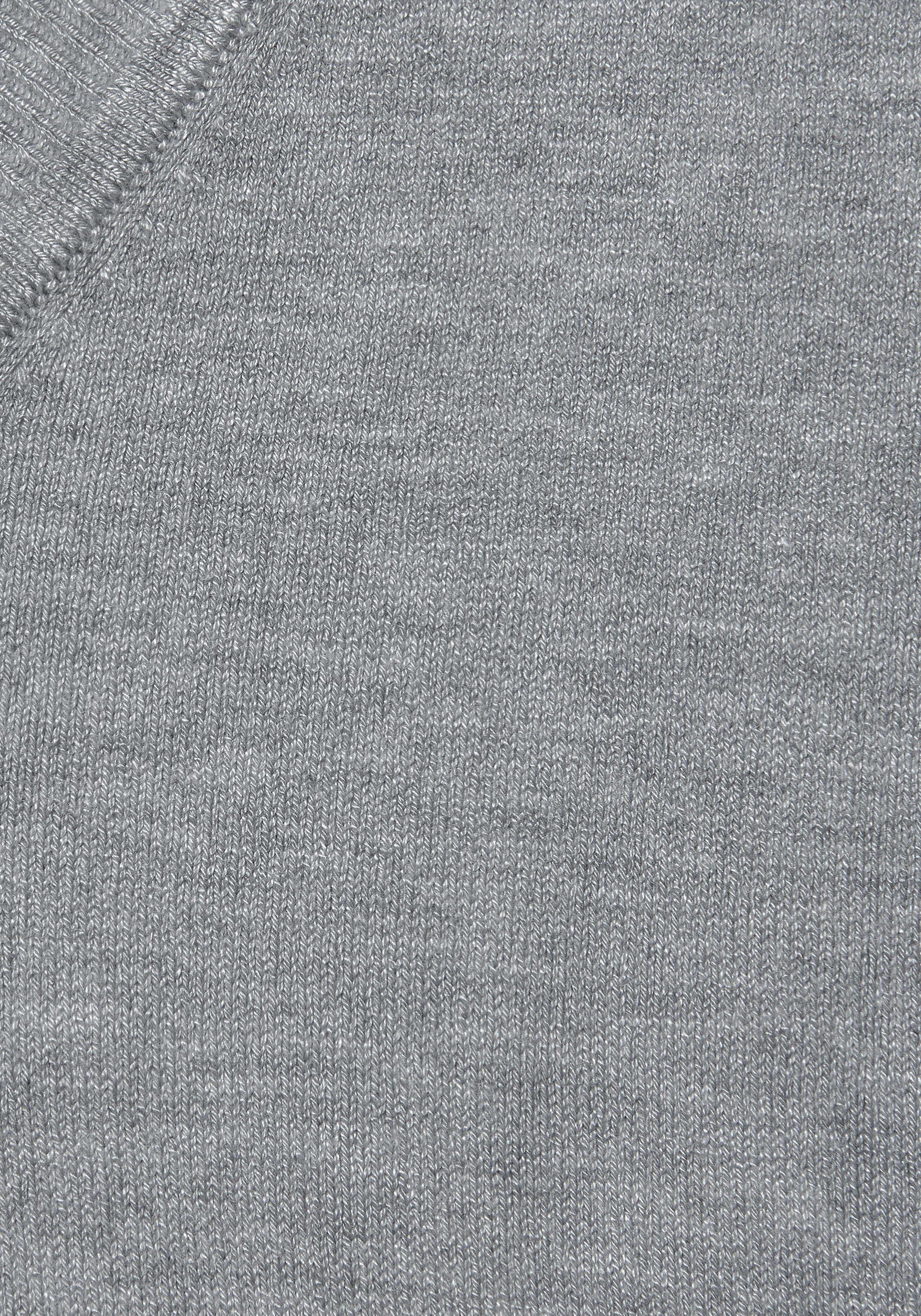 Strickpullover, weicher grau-meliert klassisch in V-Ausschnitt-Pullover Vivance taillierter Form, Basic,