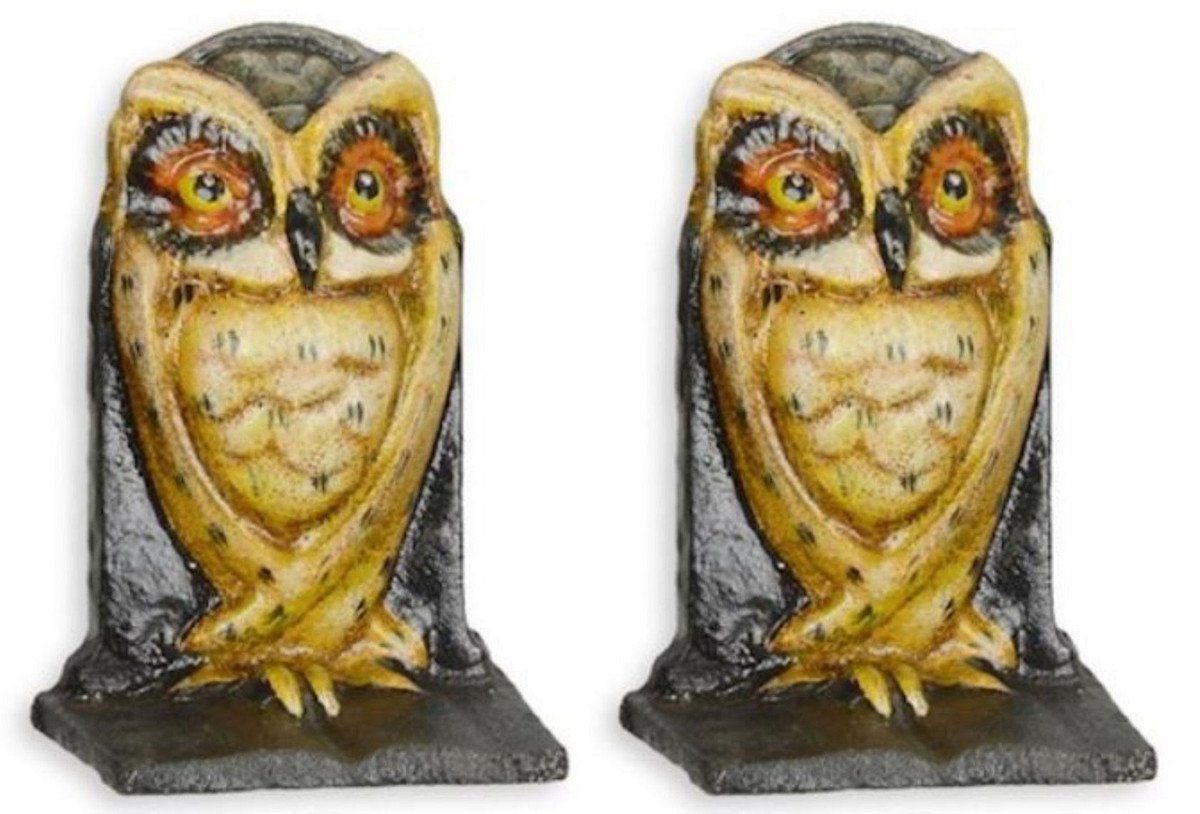 Casa Padrino Buchstütze Gusseisen Подставки для книг Set Eule Mehrfarbig 7,7 x 5 x H. 11,3 cm - Wohnzimmer & Schreibtisch Deko Accessoires