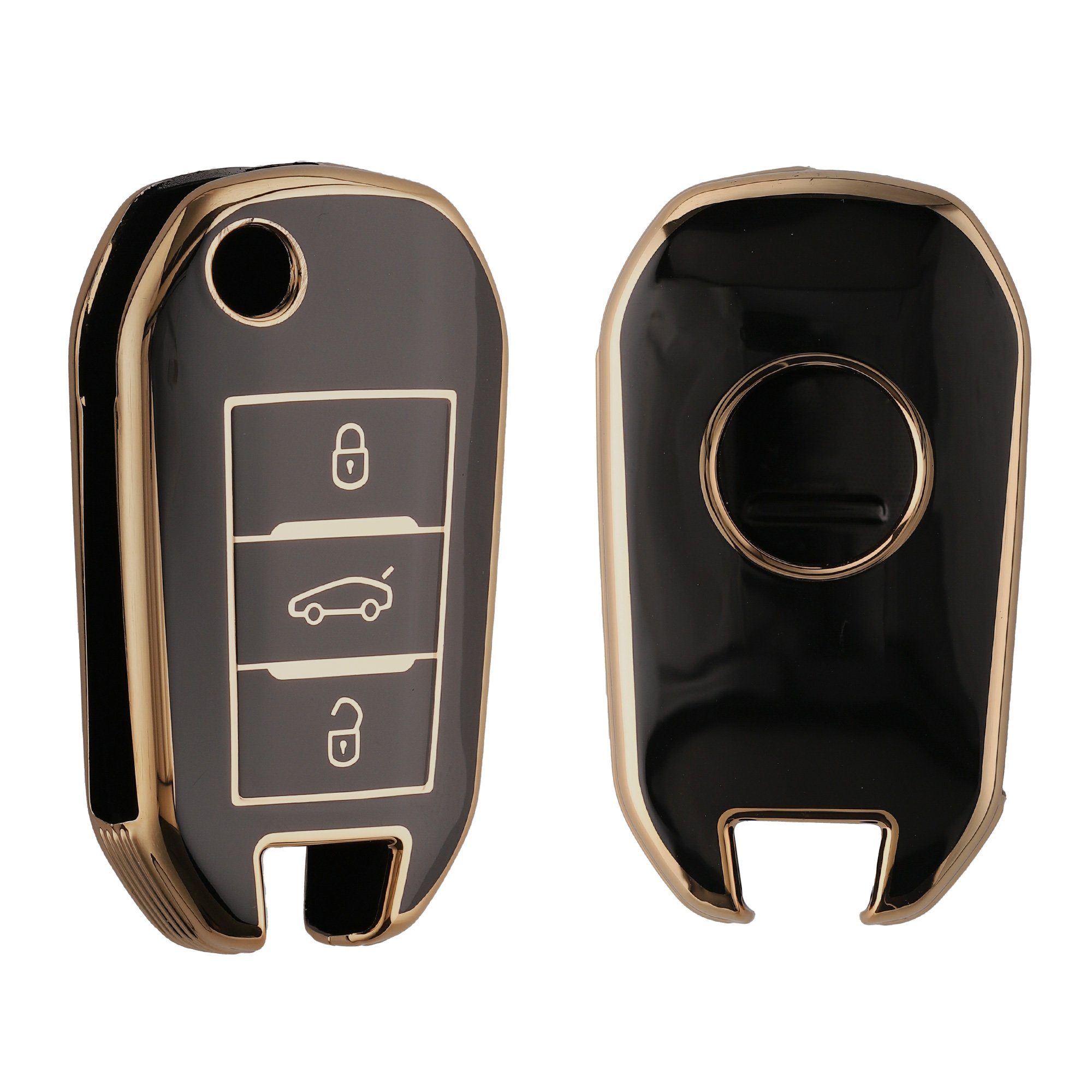 für Hülle Autoschlüssel Schlüsseltasche Schlüsselhülle Silikon kwmobile Citroen, Peugeot Cover